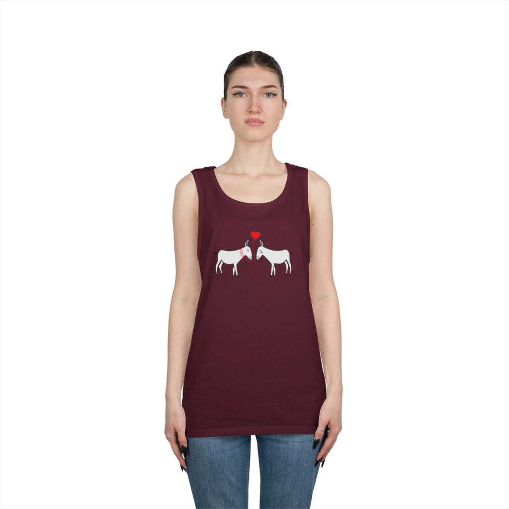 Horse Love Tank Top — Minimalist Kissing Horses with Heart