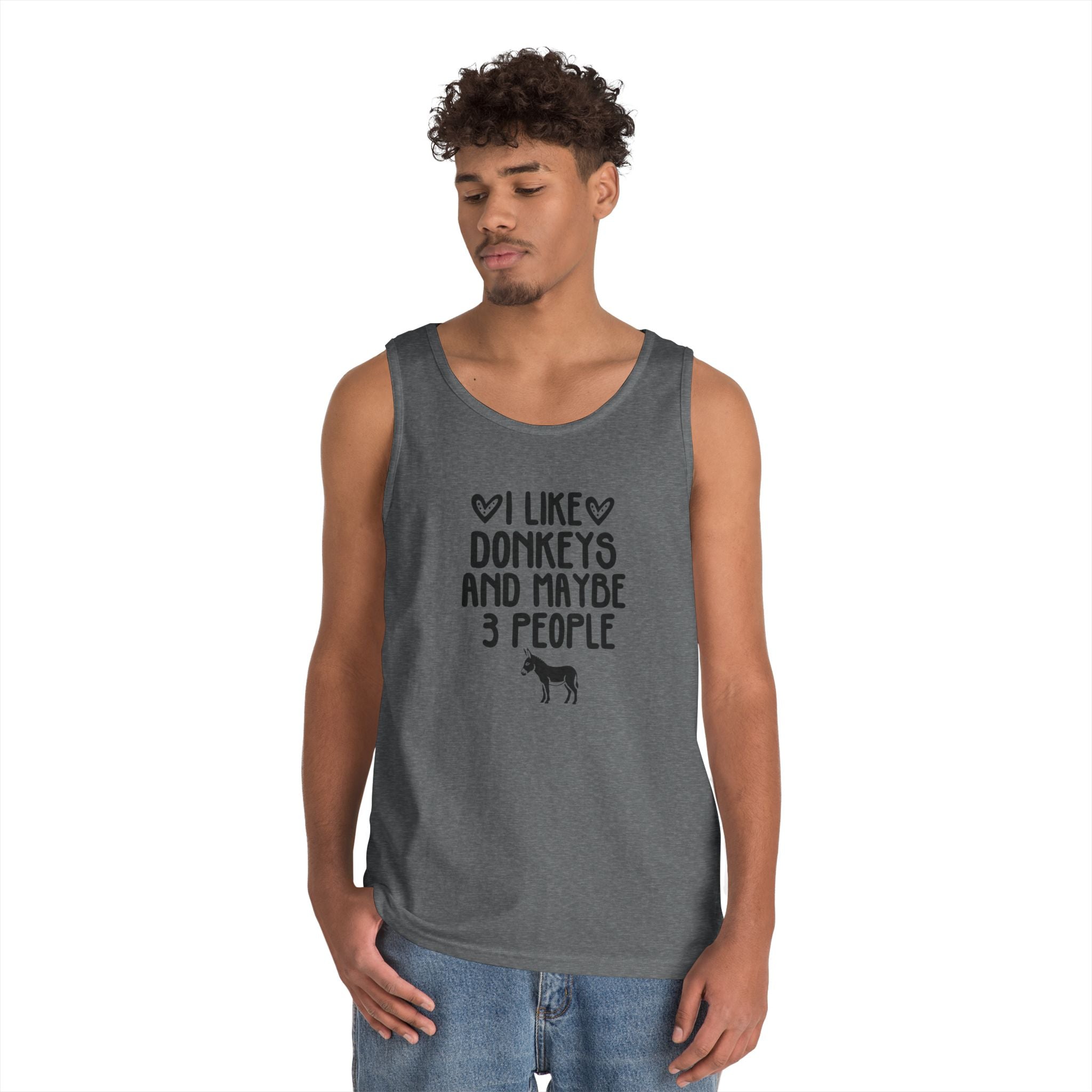 Donkey Lover Tank Top — "I Like Donkeys and Maybe 3 People" Cotton Tank