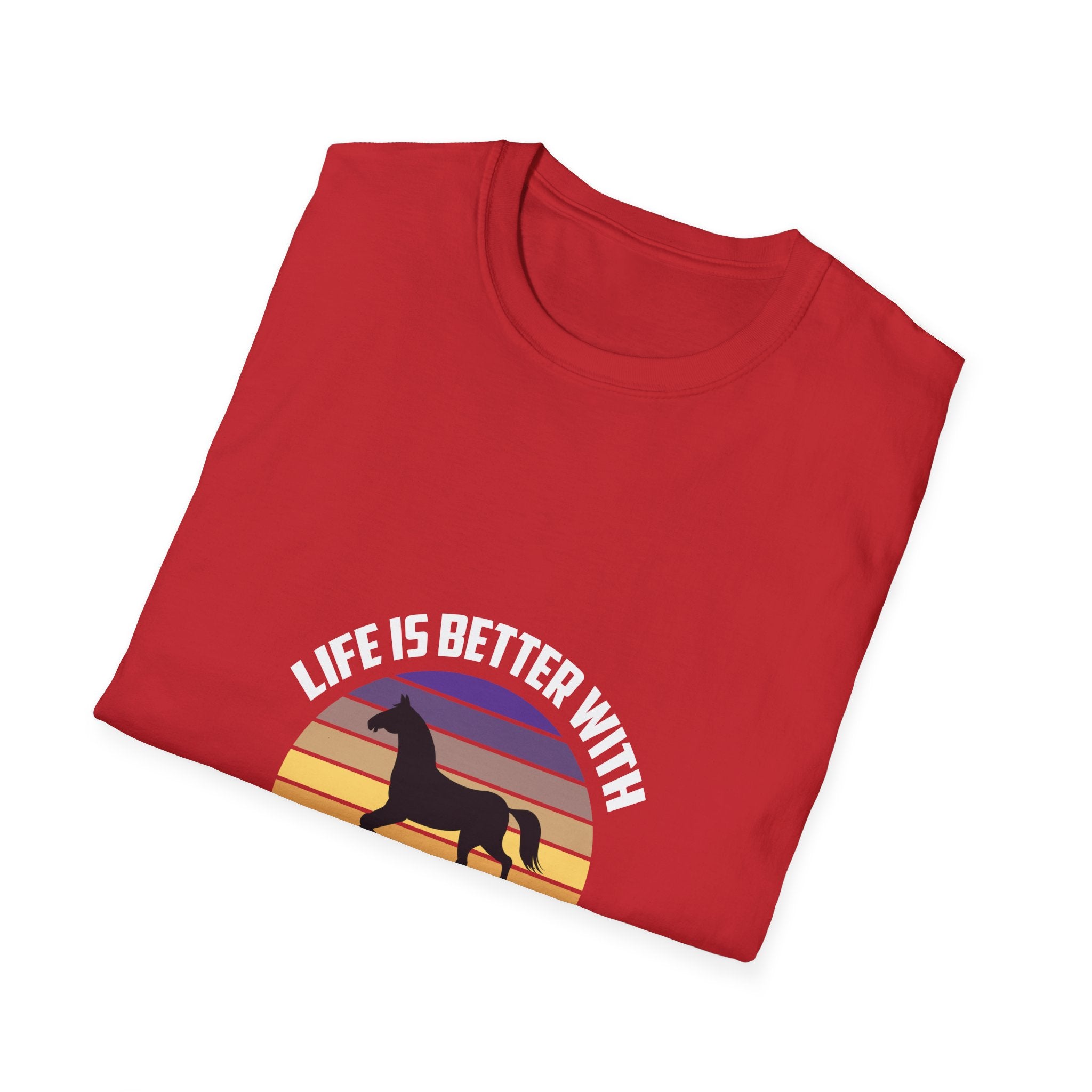 Horse T-Shirt — "Life Is Better With Horses" Vintage Sunset Tee