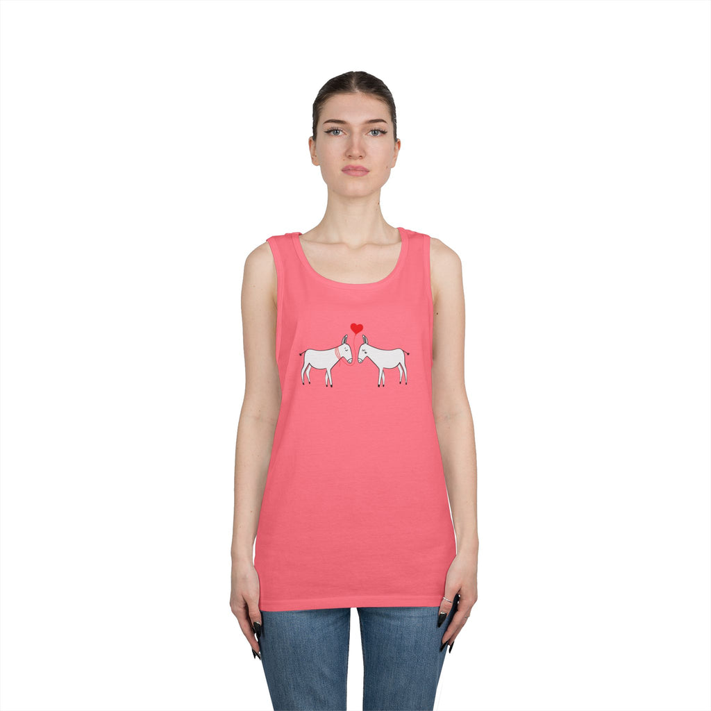 Horse Love Tank Top — Minimalist Kissing Horses with Heart