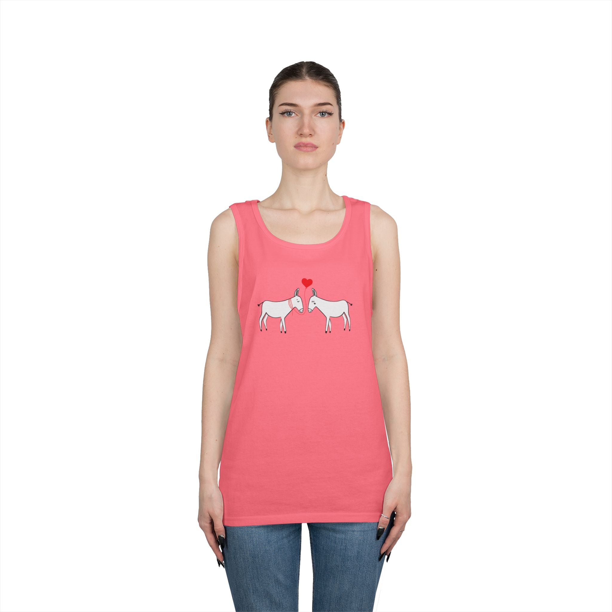 Horse Love Tank Top — Minimalist Kissing Horses with Heart