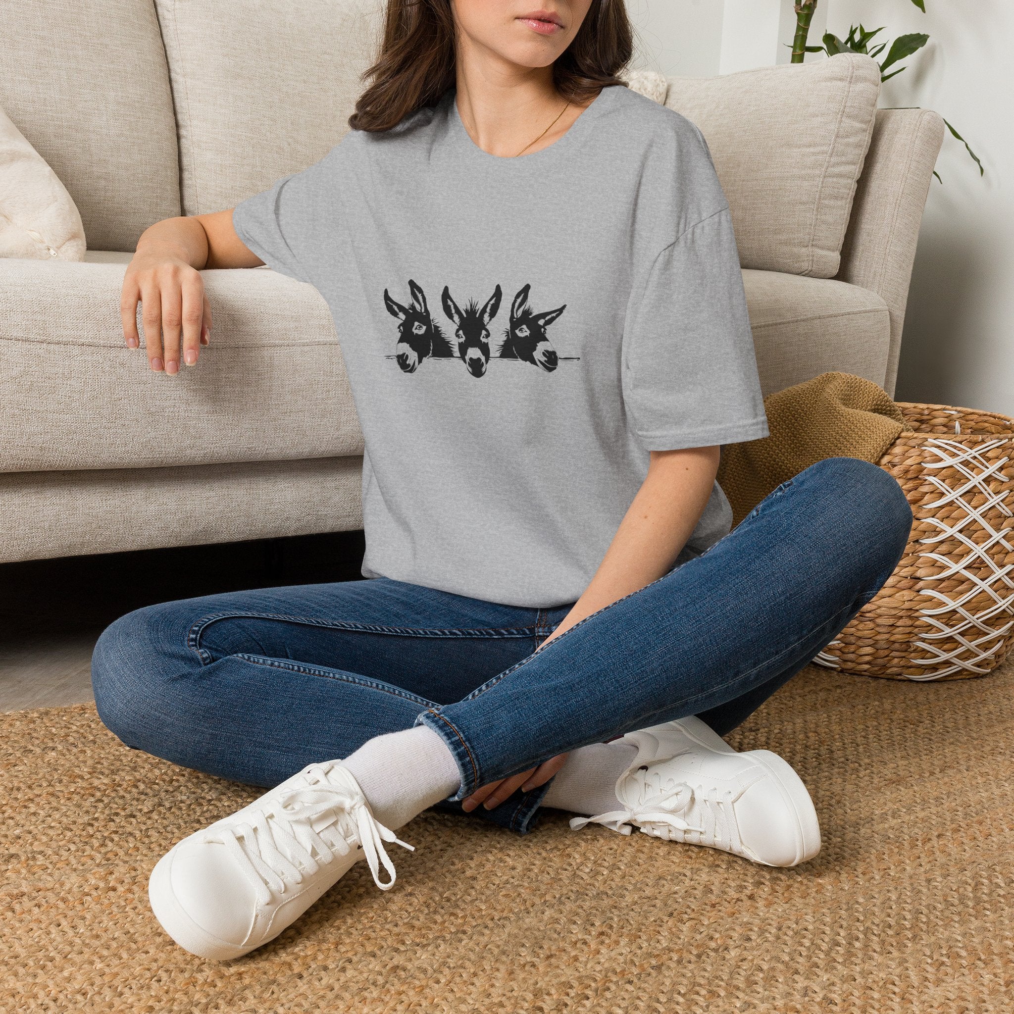 Three Donkeys Tee — Cute Farm Animal Graphic T-Shirt