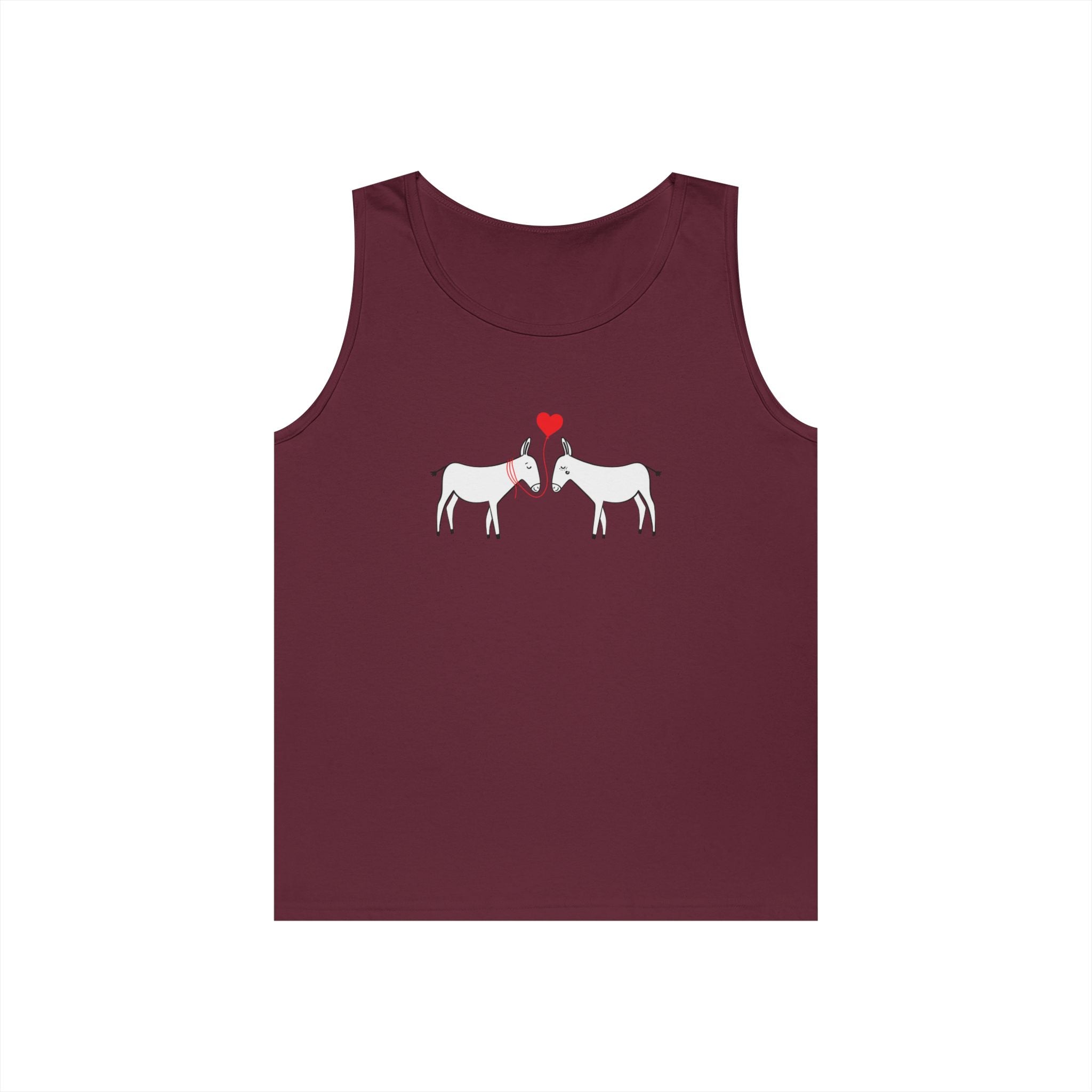 Horse Love Tank Top — Minimalist Kissing Horses with Heart