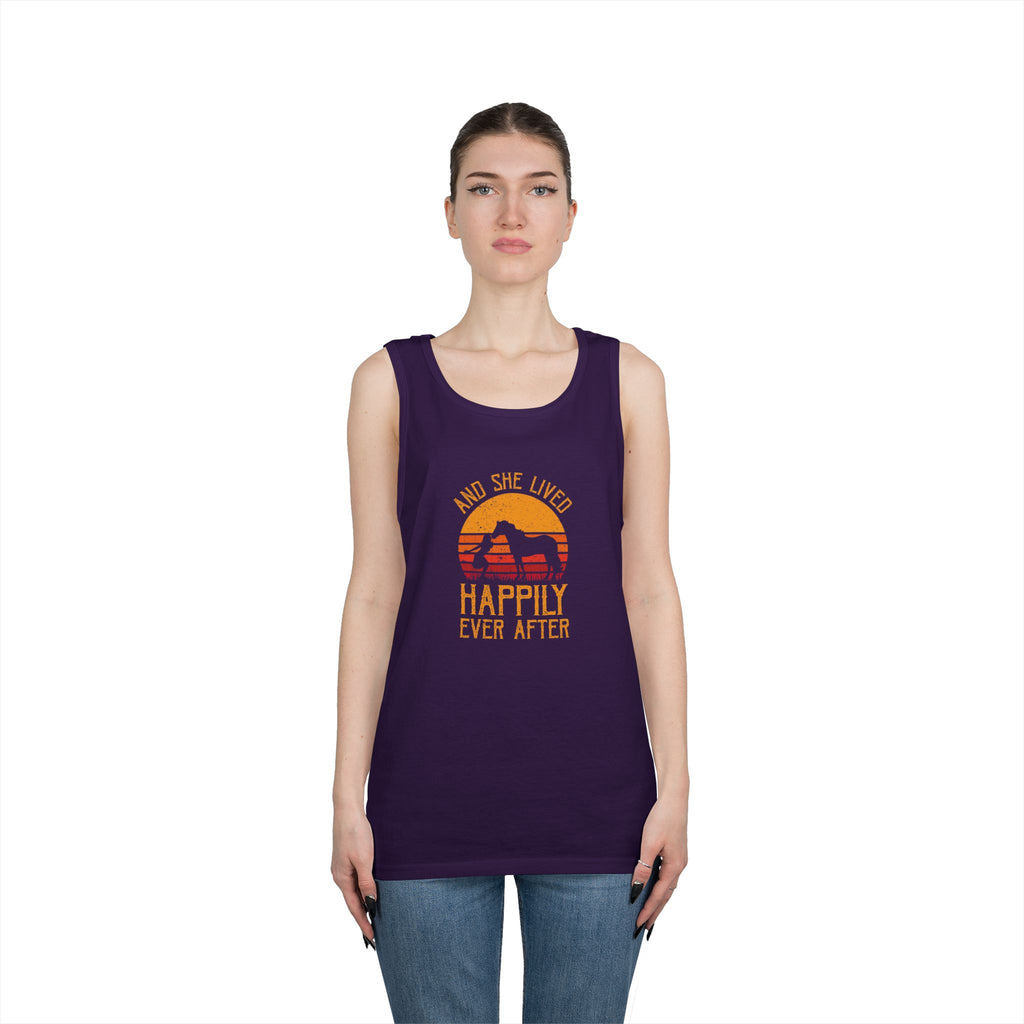 Tank Top — "And She Lived Happily Ever After" Sunset Horse Tank for Women