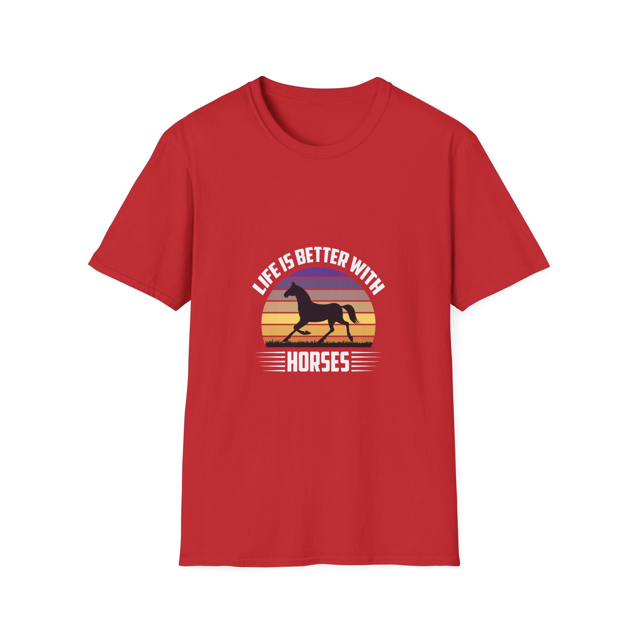 Horse T-Shirt — "Life Is Better With Horses" Vintage Sunset Tee