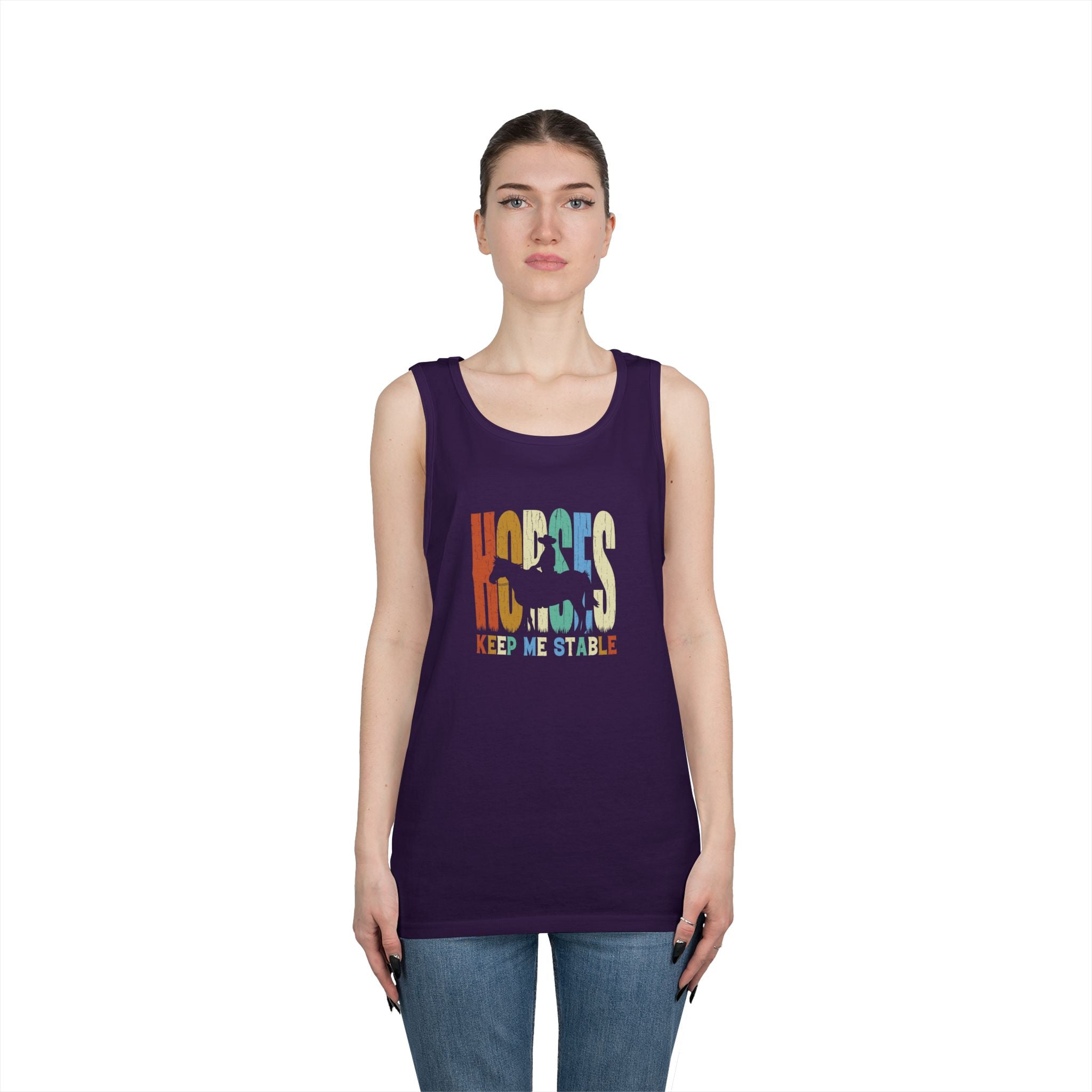 Tank Top — 'Horses Keep Me Stable' Retro Equestrian Tank