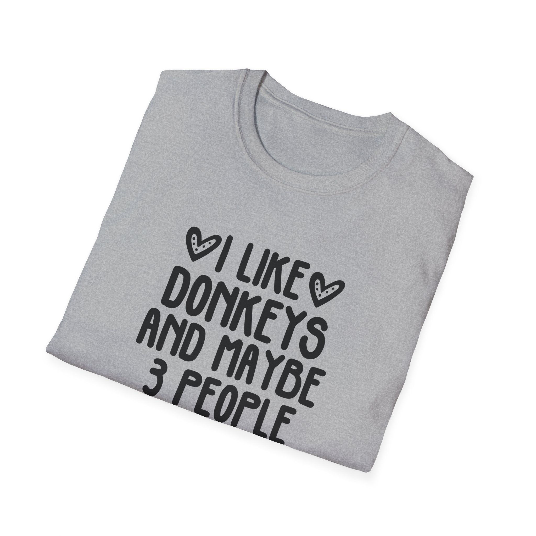 I Like Donkeys And Maybe 3 People T-Shirt — Funny Donkey Lover Tee