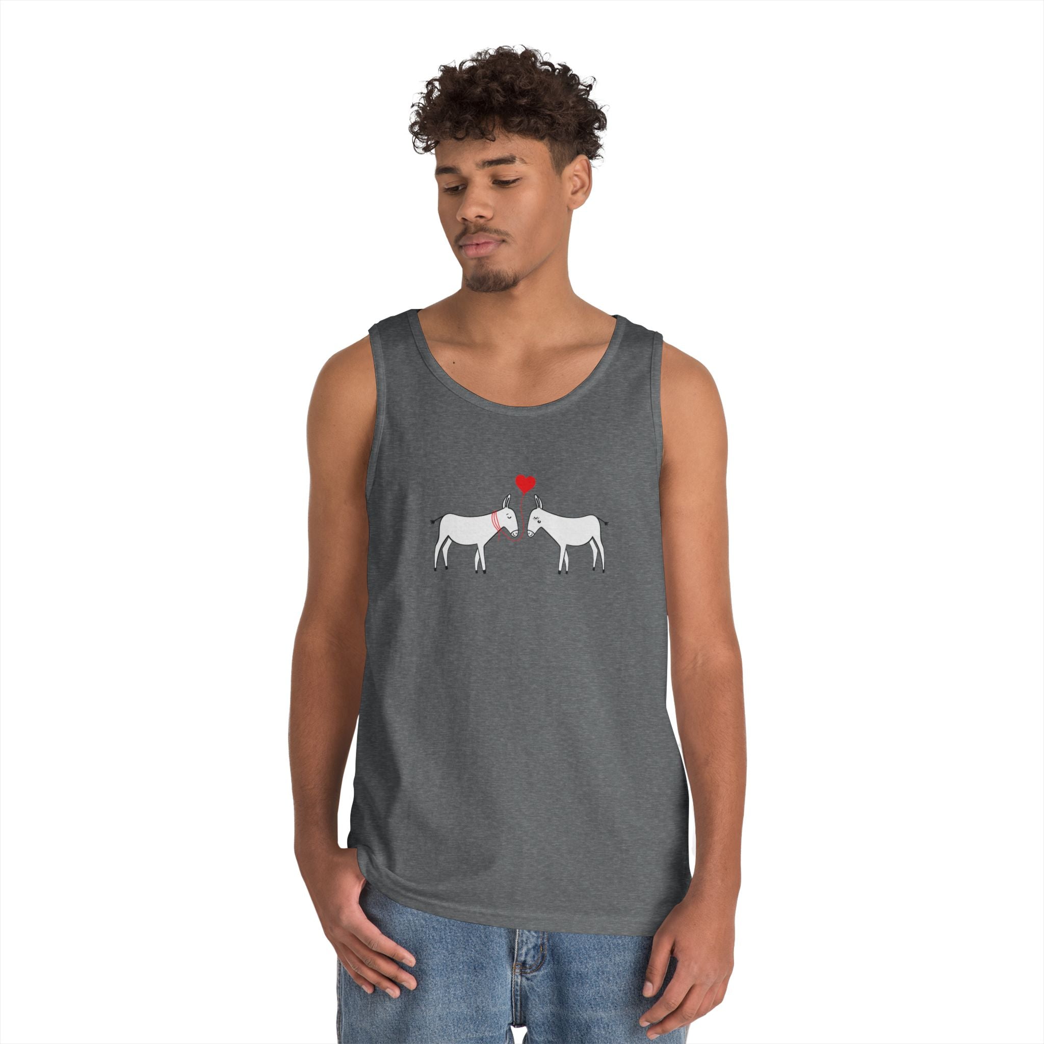 Horse Love Tank Top — Minimalist Kissing Horses with Heart