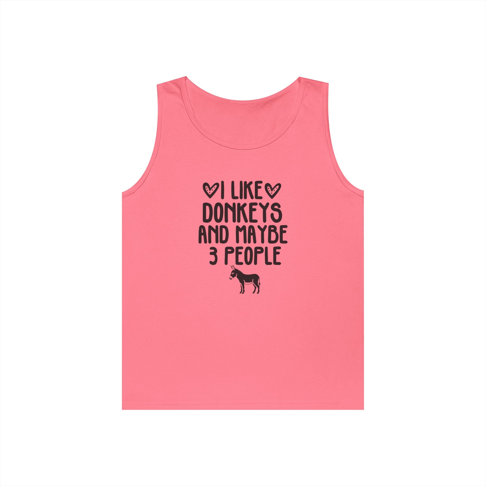 Donkey Lover Tank Top — "I Like Donkeys and Maybe 3 People" Cotton Tank
