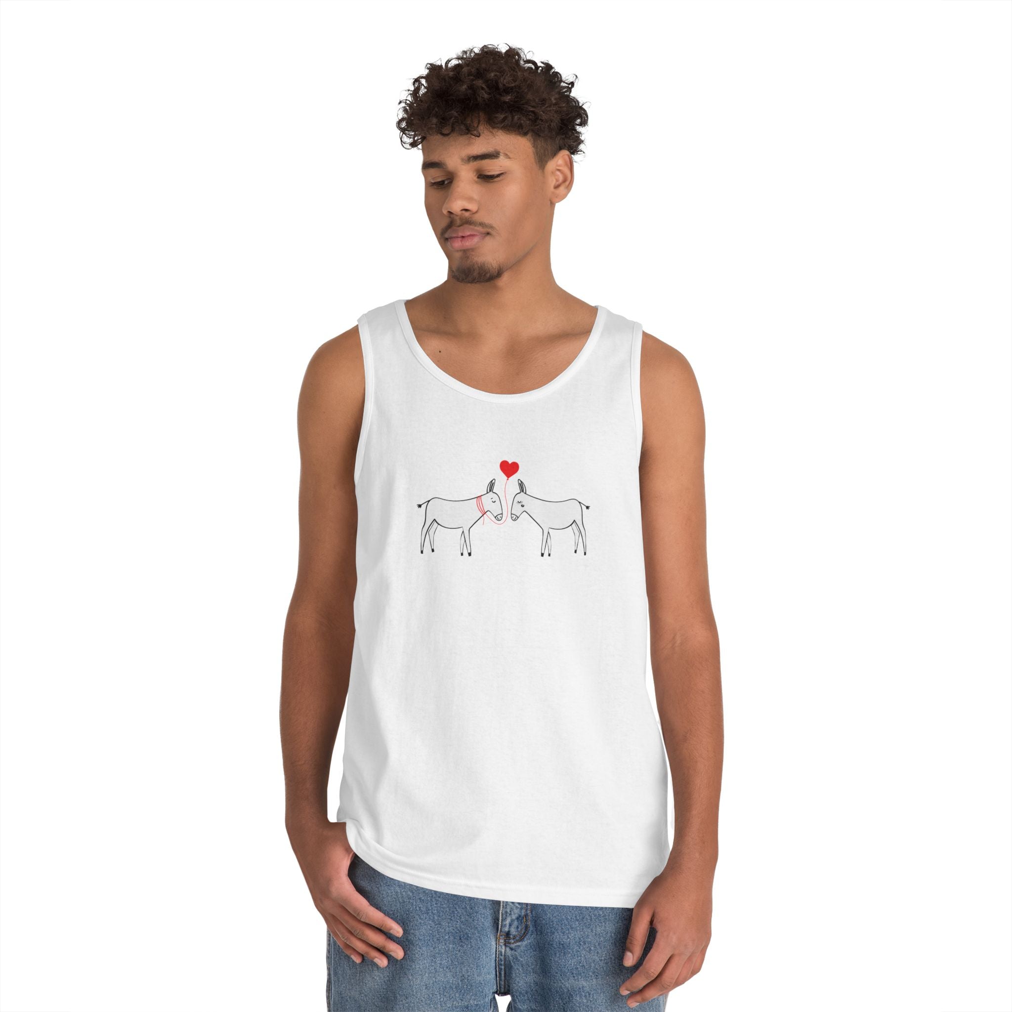 Horse Love Tank Top — Minimalist Kissing Horses with Heart