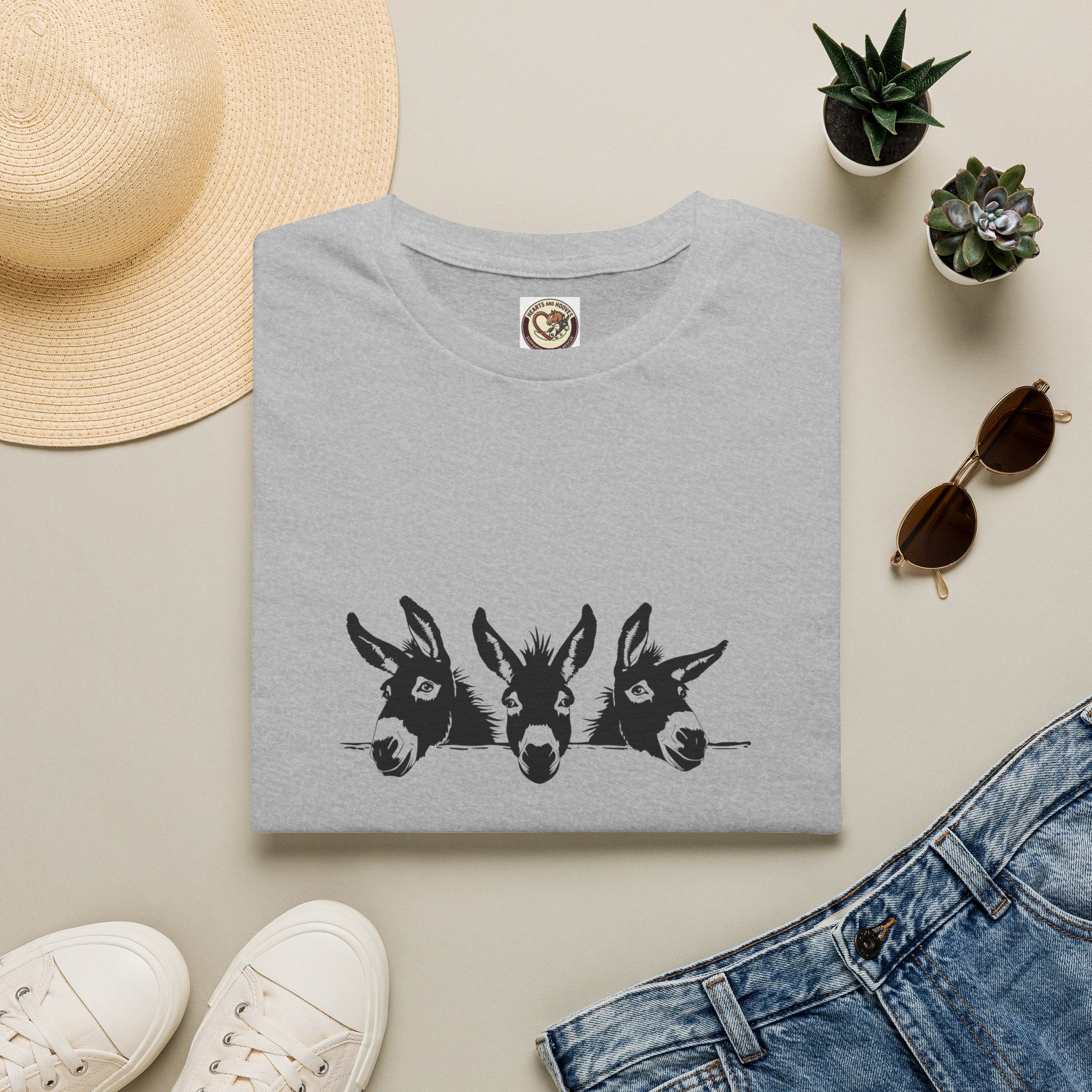 Three Donkeys Tee — Cute Farm Animal Graphic T-Shirt