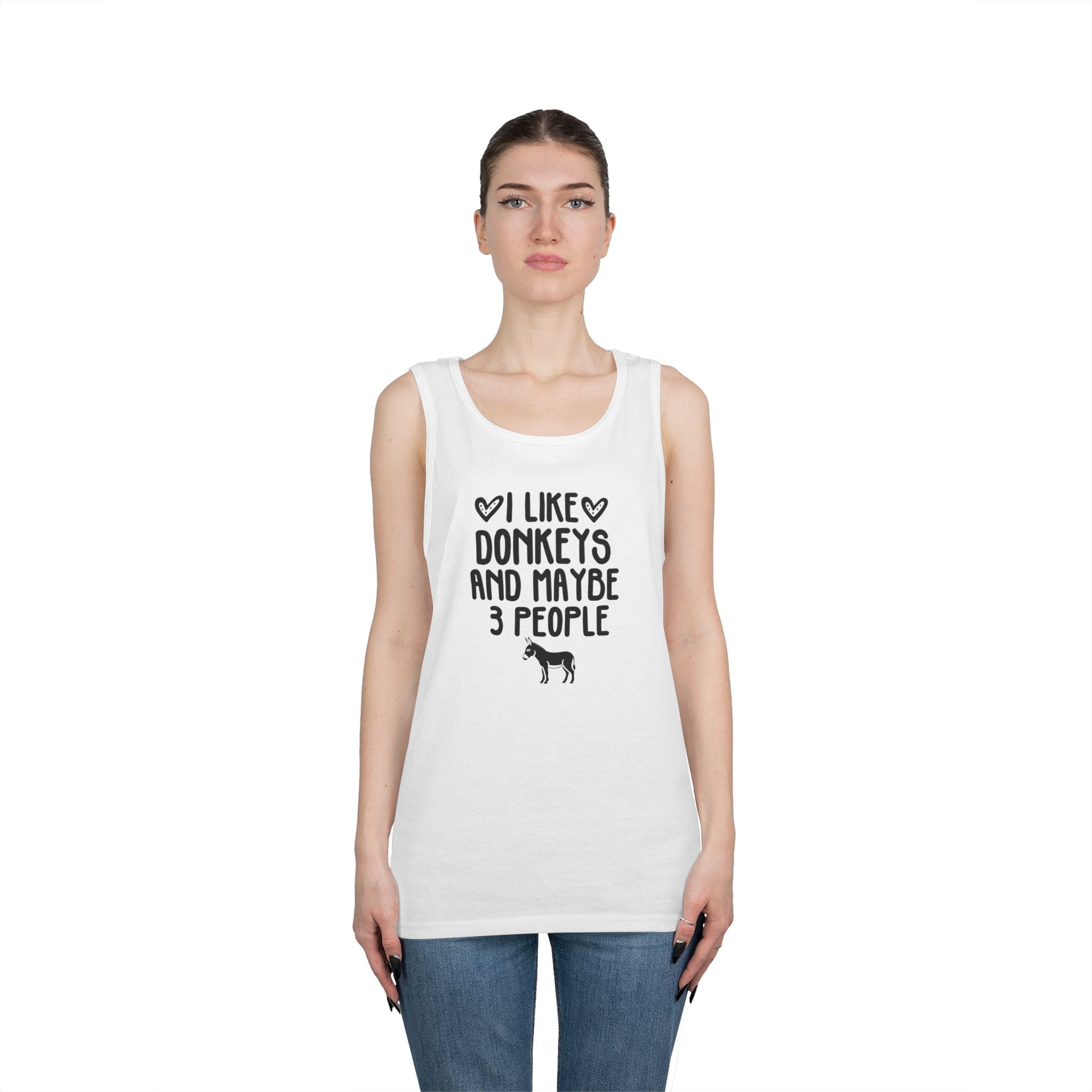 Donkey Lover Tank Top — "I Like Donkeys and Maybe 3 People" Cotton Tank