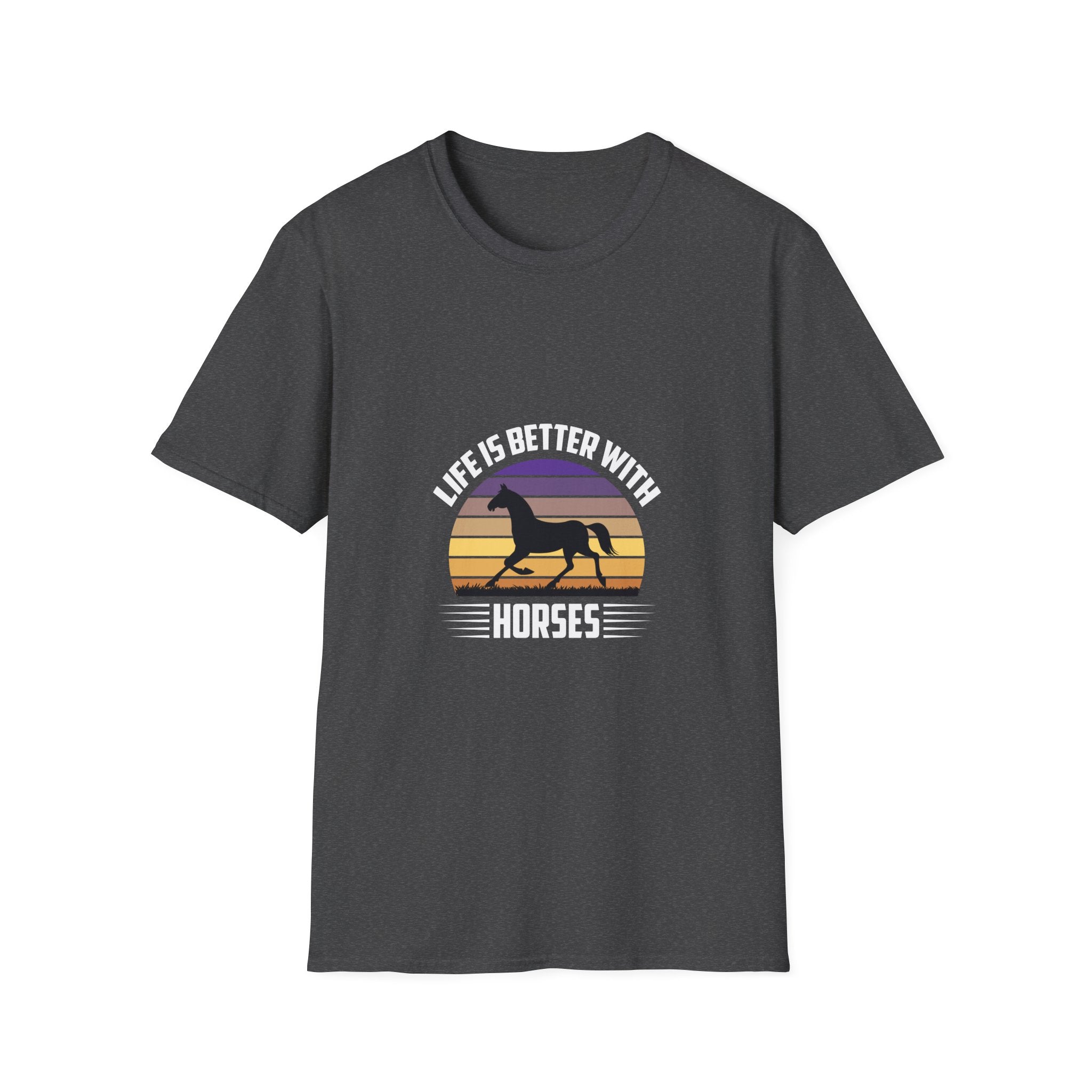 Horse T-Shirt — "Life Is Better With Horses" Vintage Sunset Tee