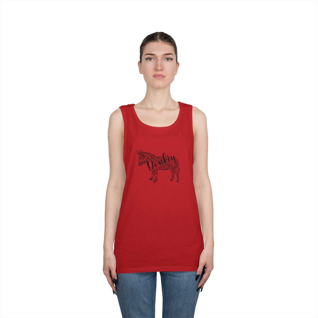 Donkey Floral Outline Tank Top — Botanical Animal Graphic Tank