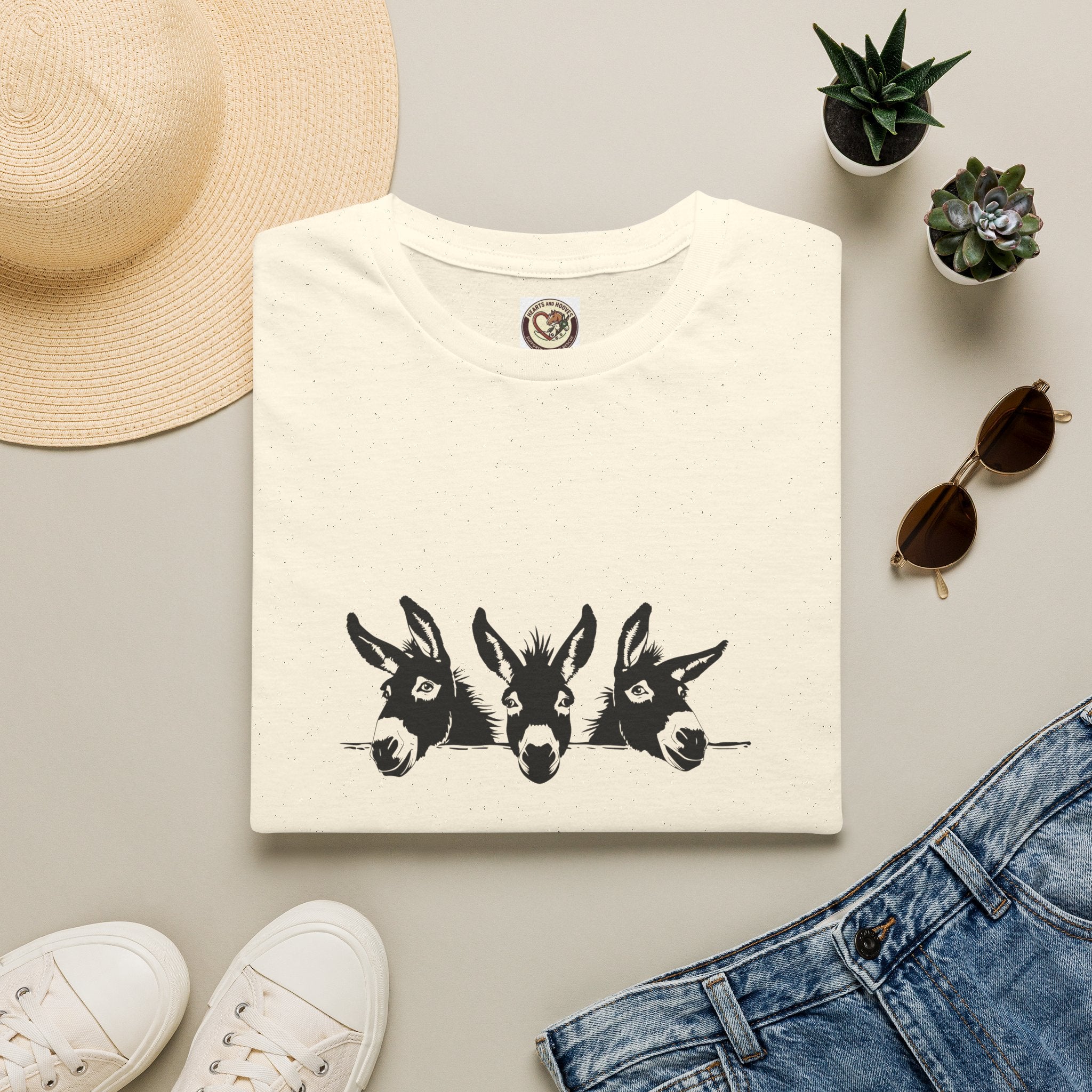 Three Donkeys Tee — Cute Farm Animal Graphic T-Shirt