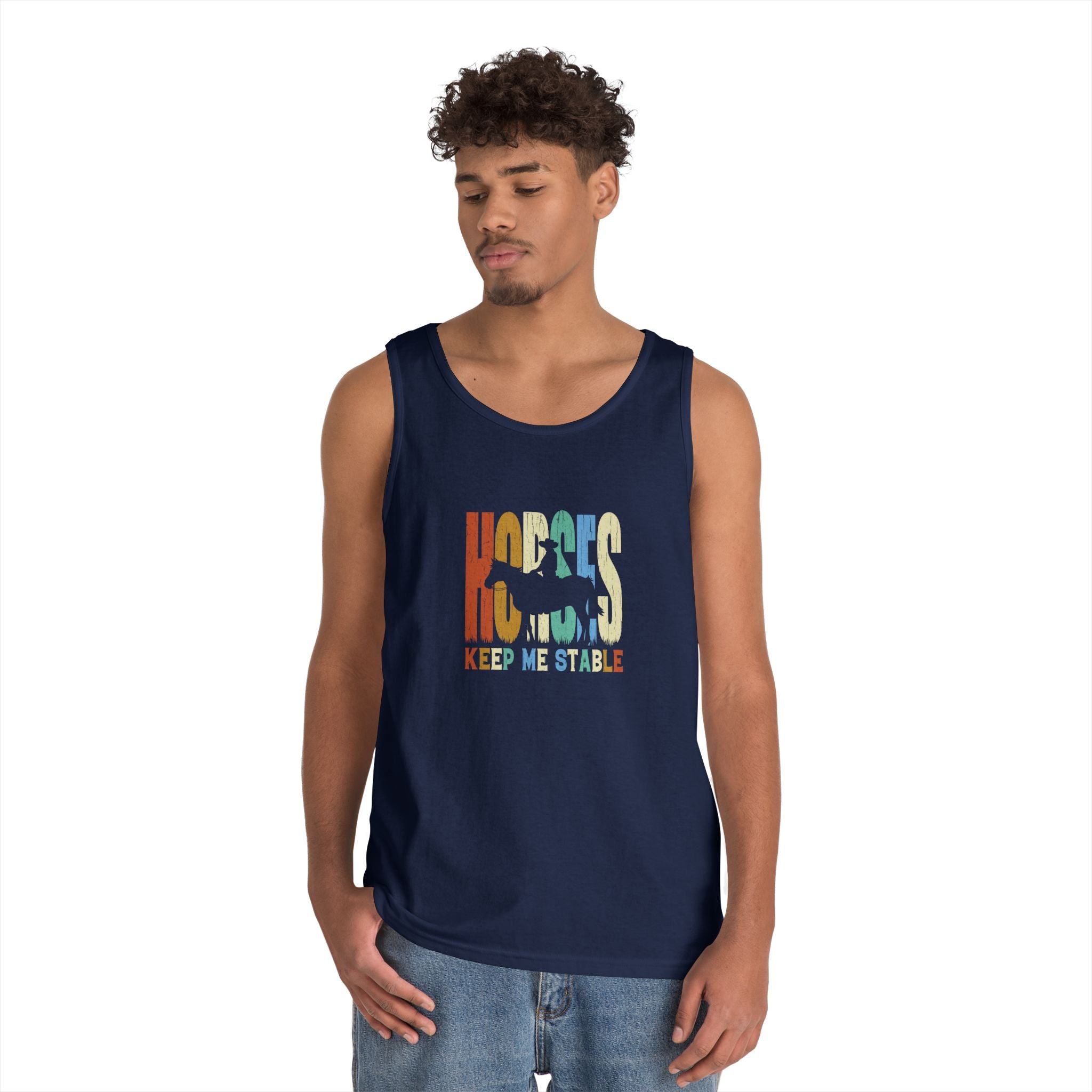 Tank Top — 'Horses Keep Me Stable' Retro Equestrian Tank