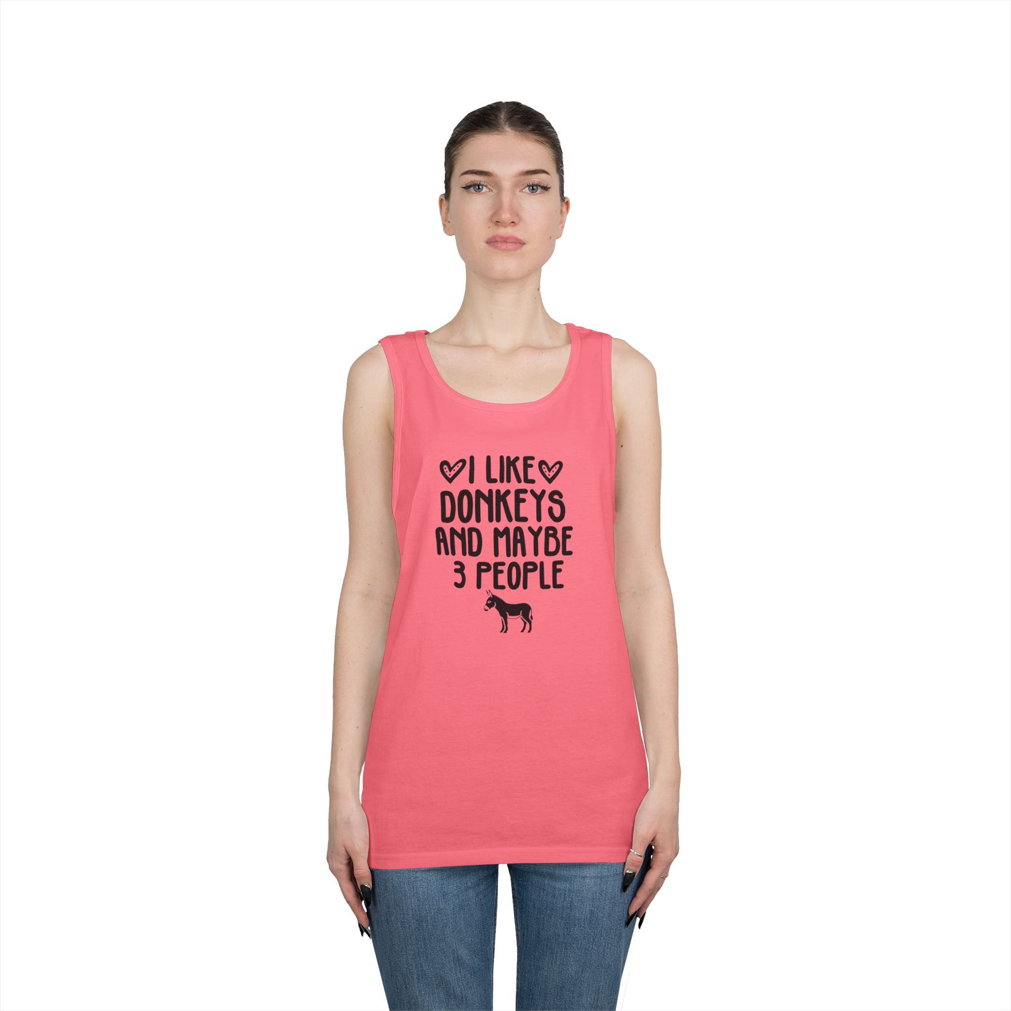 Donkey Lover Tank Top — "I Like Donkeys and Maybe 3 People" Cotton Tank