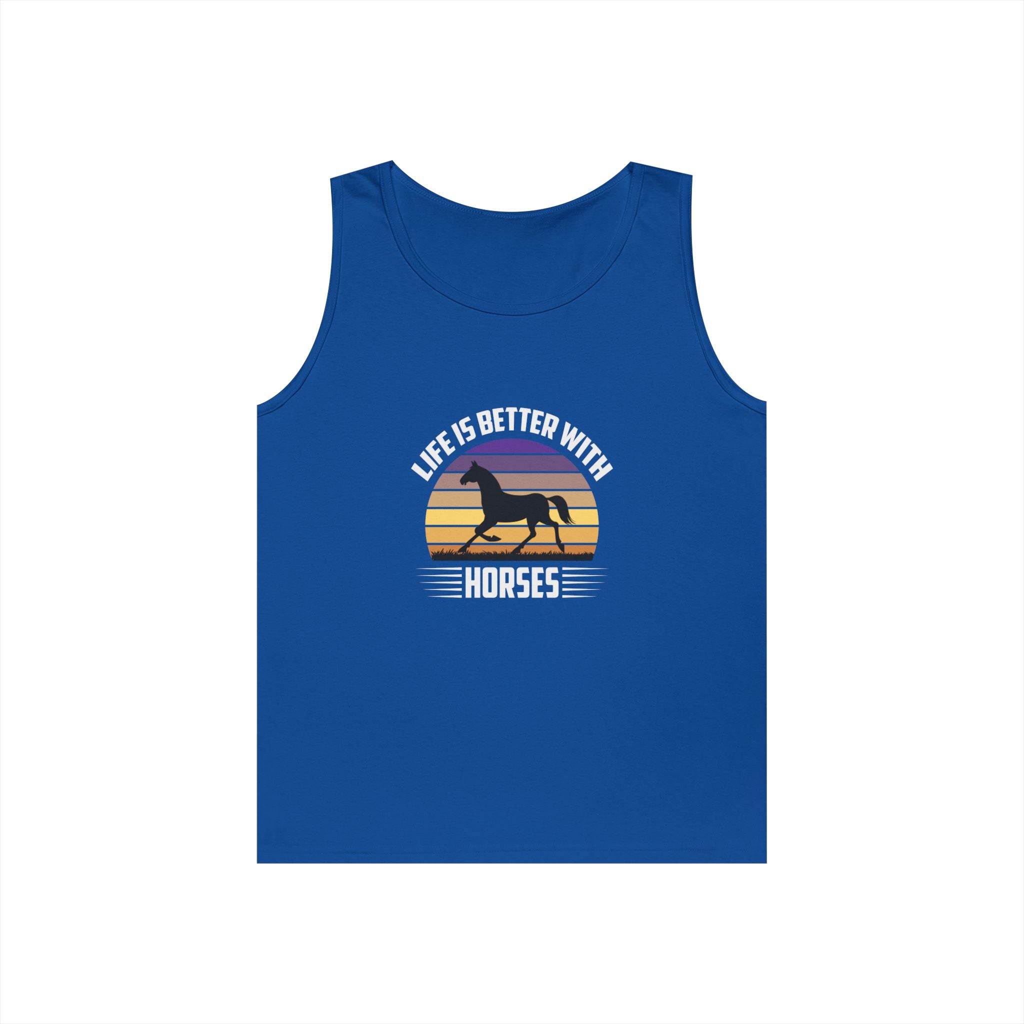 Horse Tank Top — "Life Is Better With Horses" Retro Sunset Riding Shirt