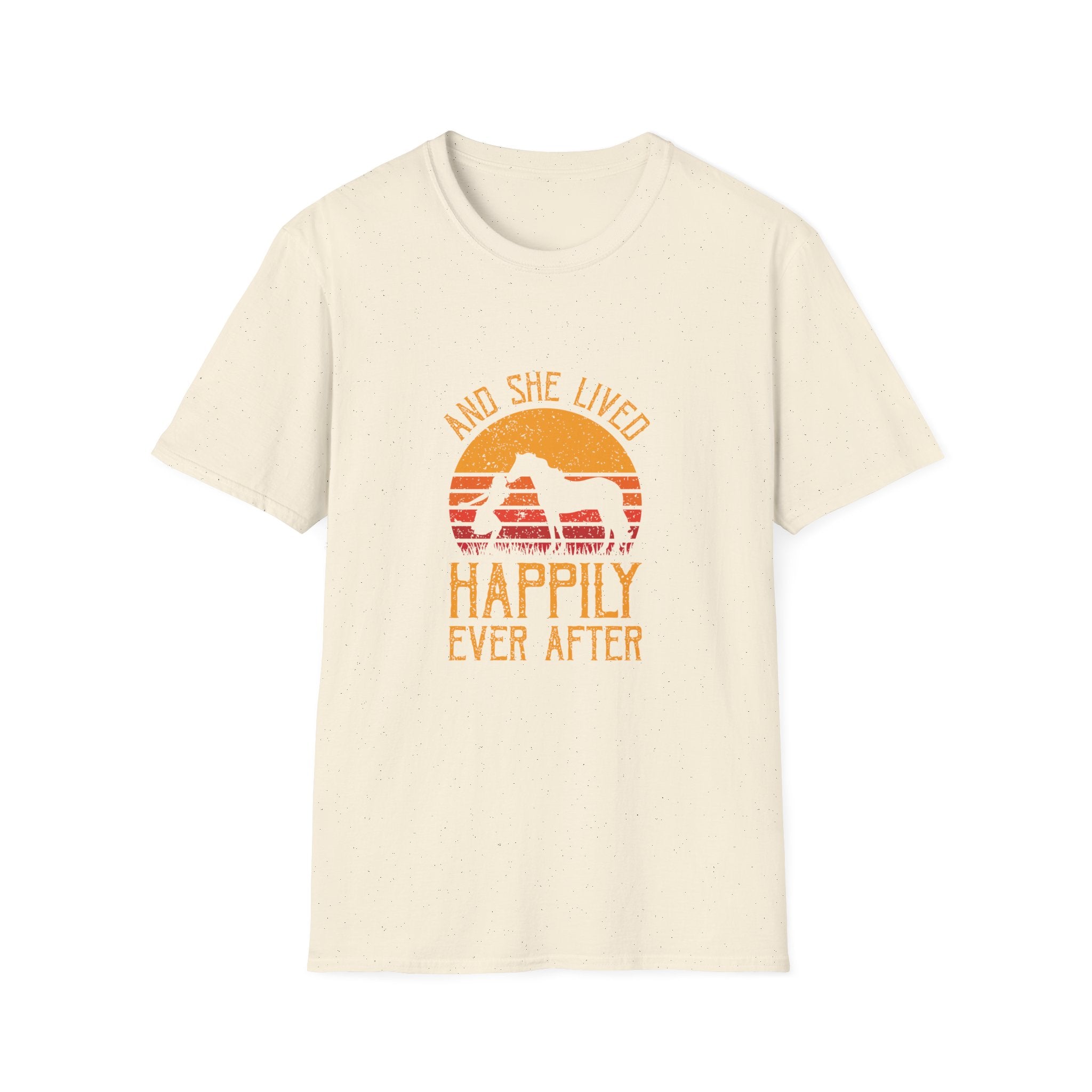 Happily Ever After Camping T-Shirt — 'And She Lived Happily Ever After' Retro Sunset Tee