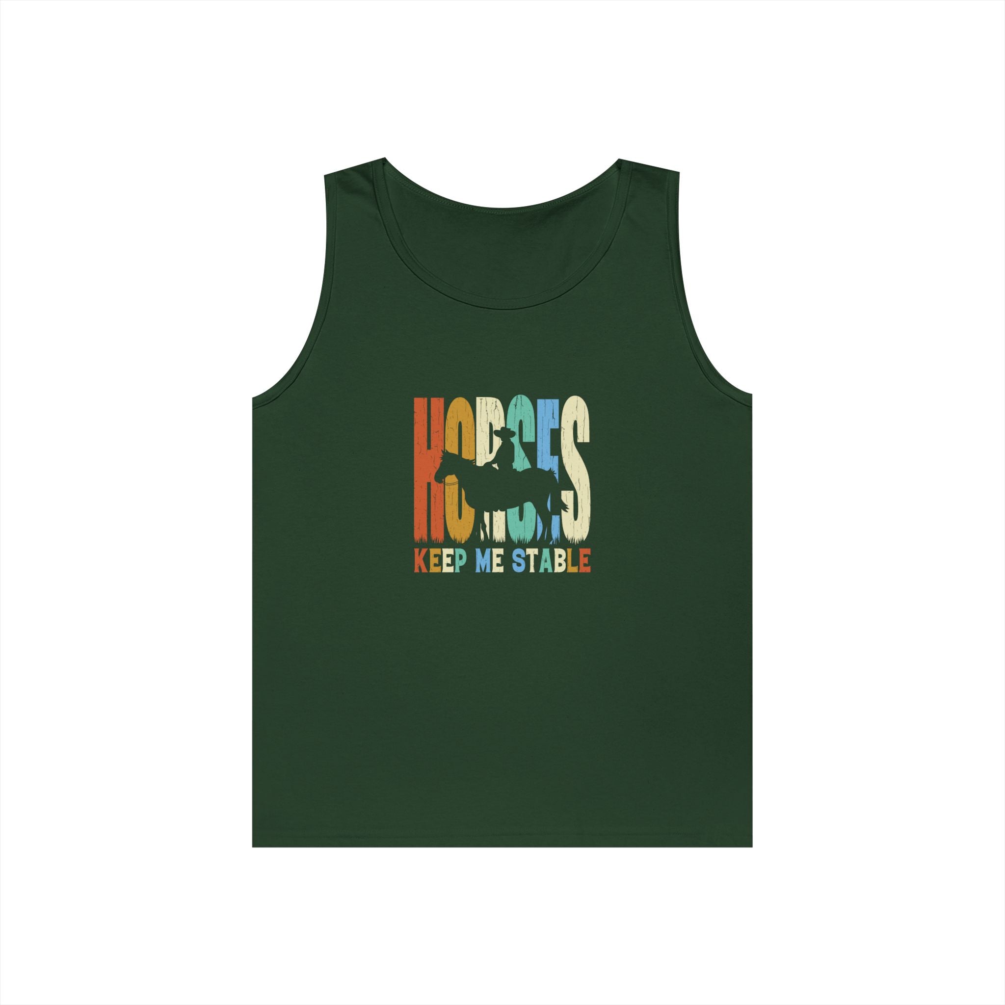 Tank Top — 'Horses Keep Me Stable' Retro Equestrian Tank