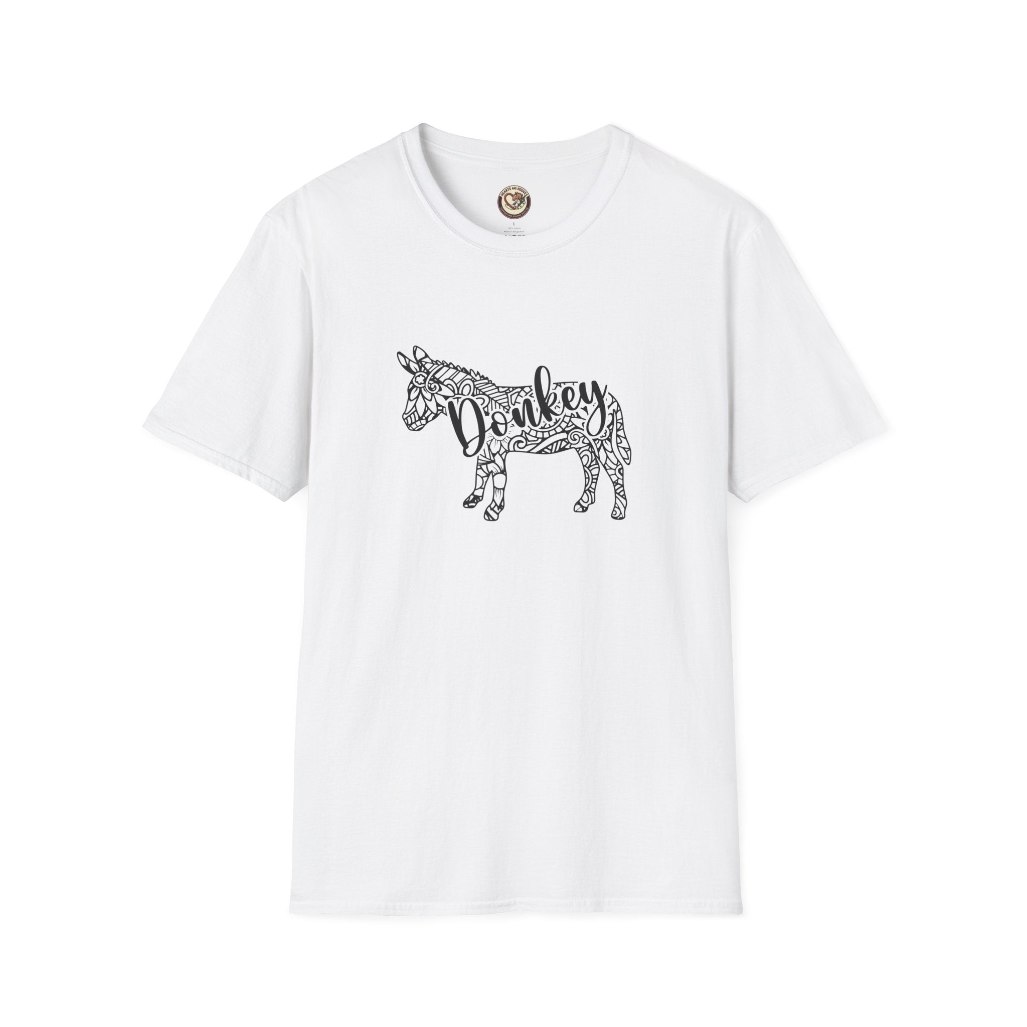 Donkey Zentangle T-Shirt — Hand-Drawn Donkey Illustration Tee