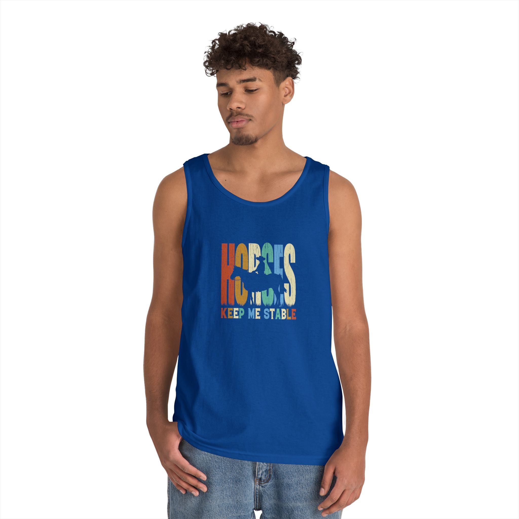 Tank Top — 'Horses Keep Me Stable' Retro Equestrian Tank