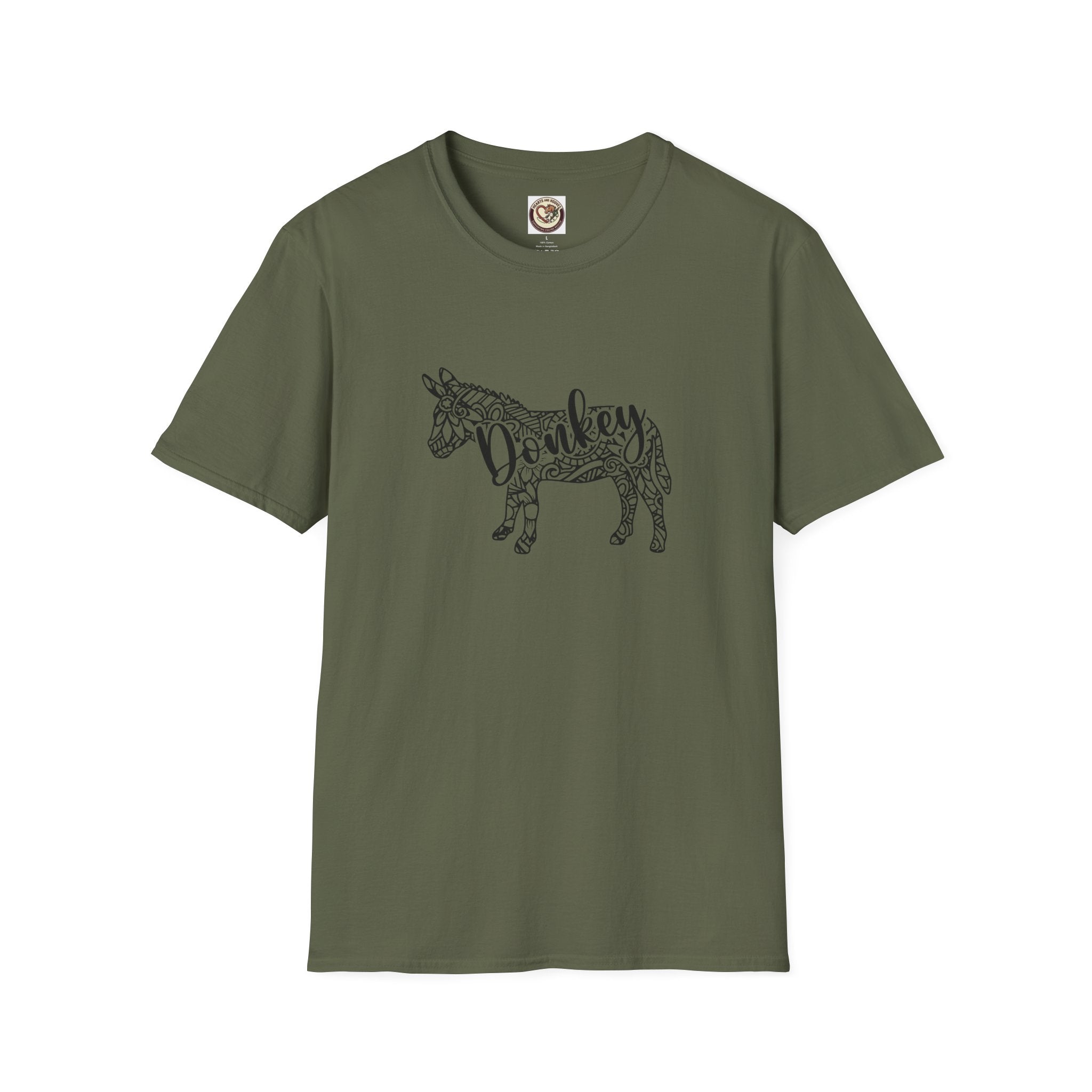 Donkey Zentangle T-Shirt — Hand-Drawn Donkey Illustration Tee