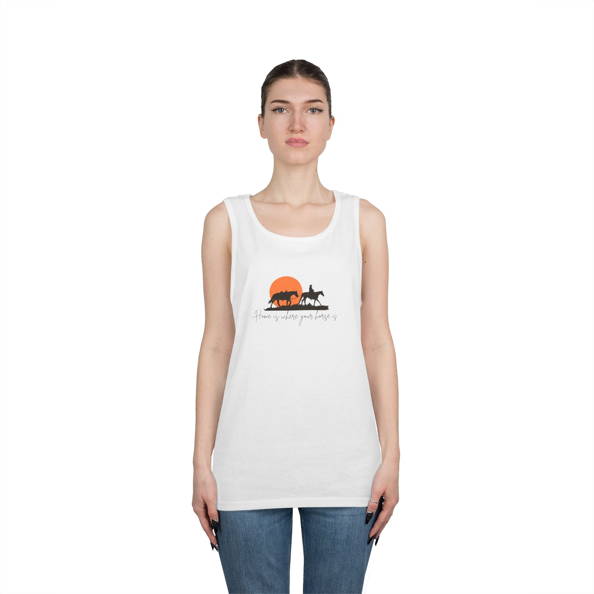 Horseback Sunset Tank Top — "Live Simply, Ride Often" Western Ranch Tee