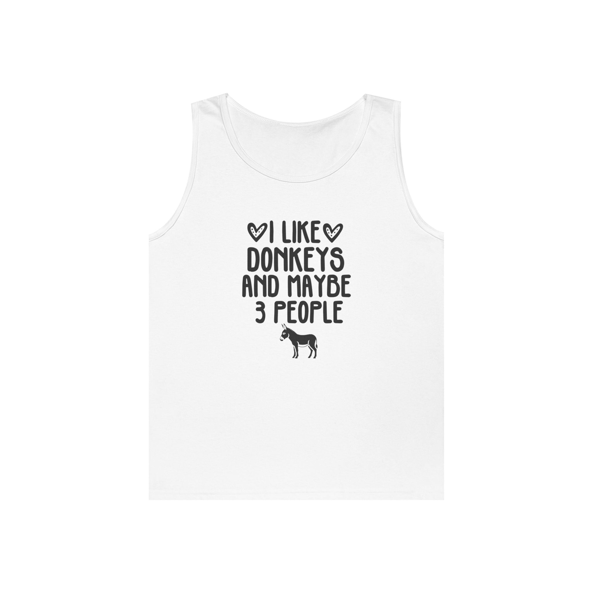 Donkey Lover Tank Top — "I Like Donkeys and Maybe 3 People" Cotton Tank