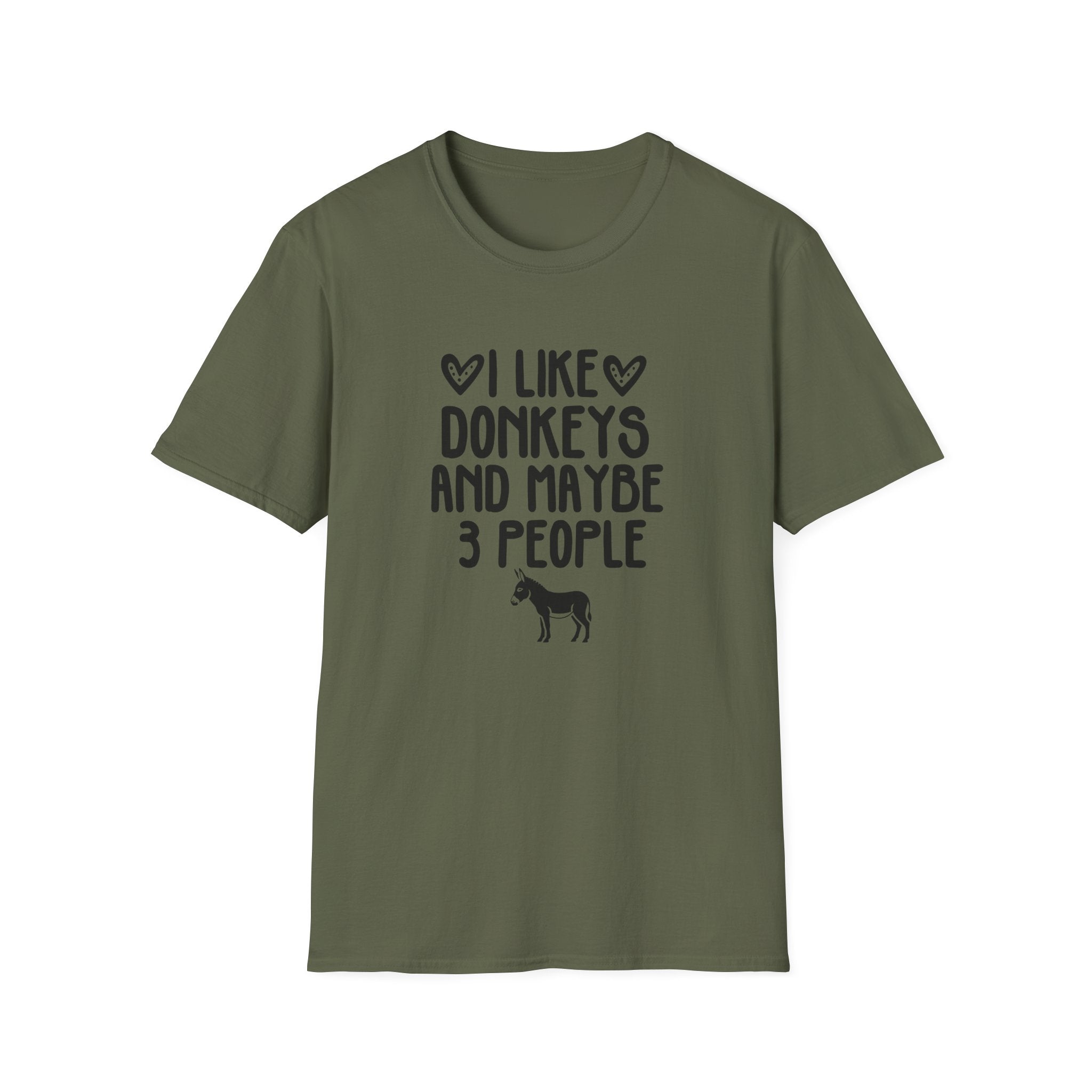 I Like Donkeys And Maybe 3 People T-Shirt — Funny Donkey Lover Tee