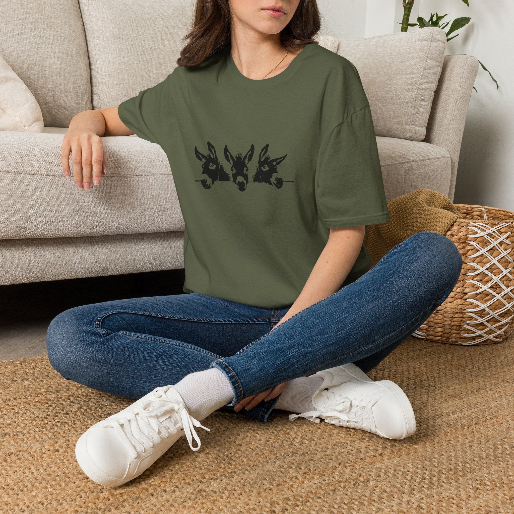 Three Donkeys Tee — Cute Farm Animal Graphic T-Shirt