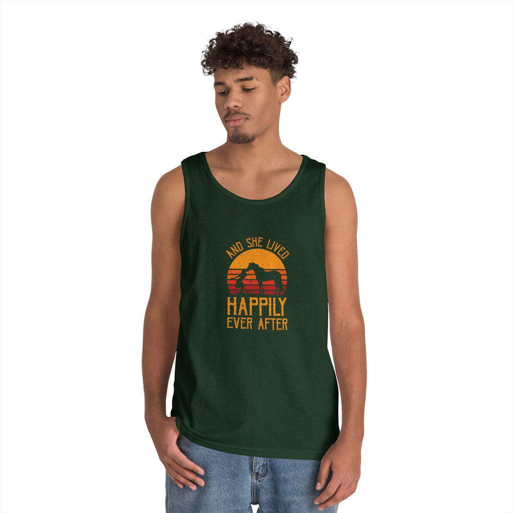 Tank Top — "And She Lived Happily Ever After" Sunset Horse Tank for Women
