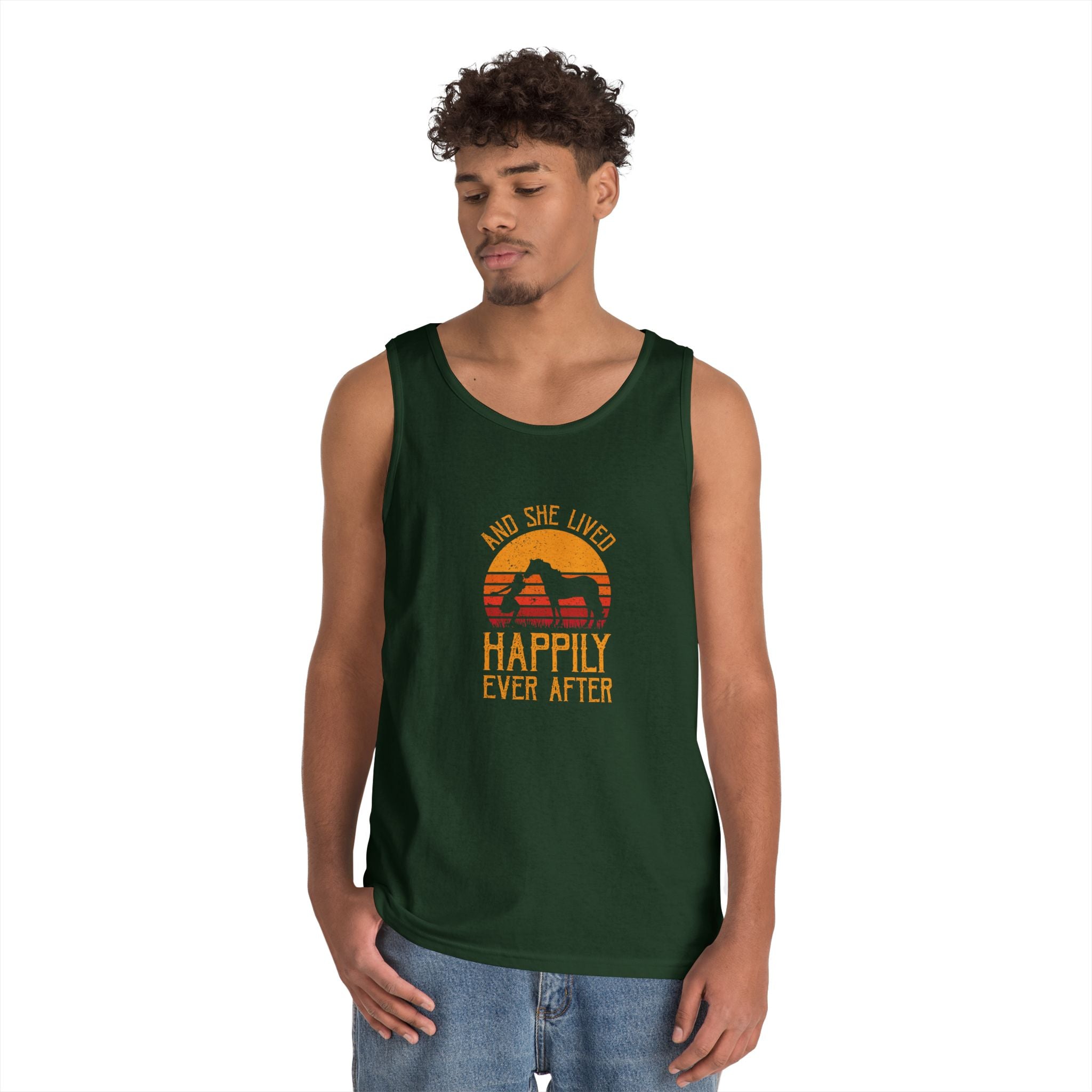 Tank Top — "And She Lived Happily Ever After" Sunset Horse Tank for Women