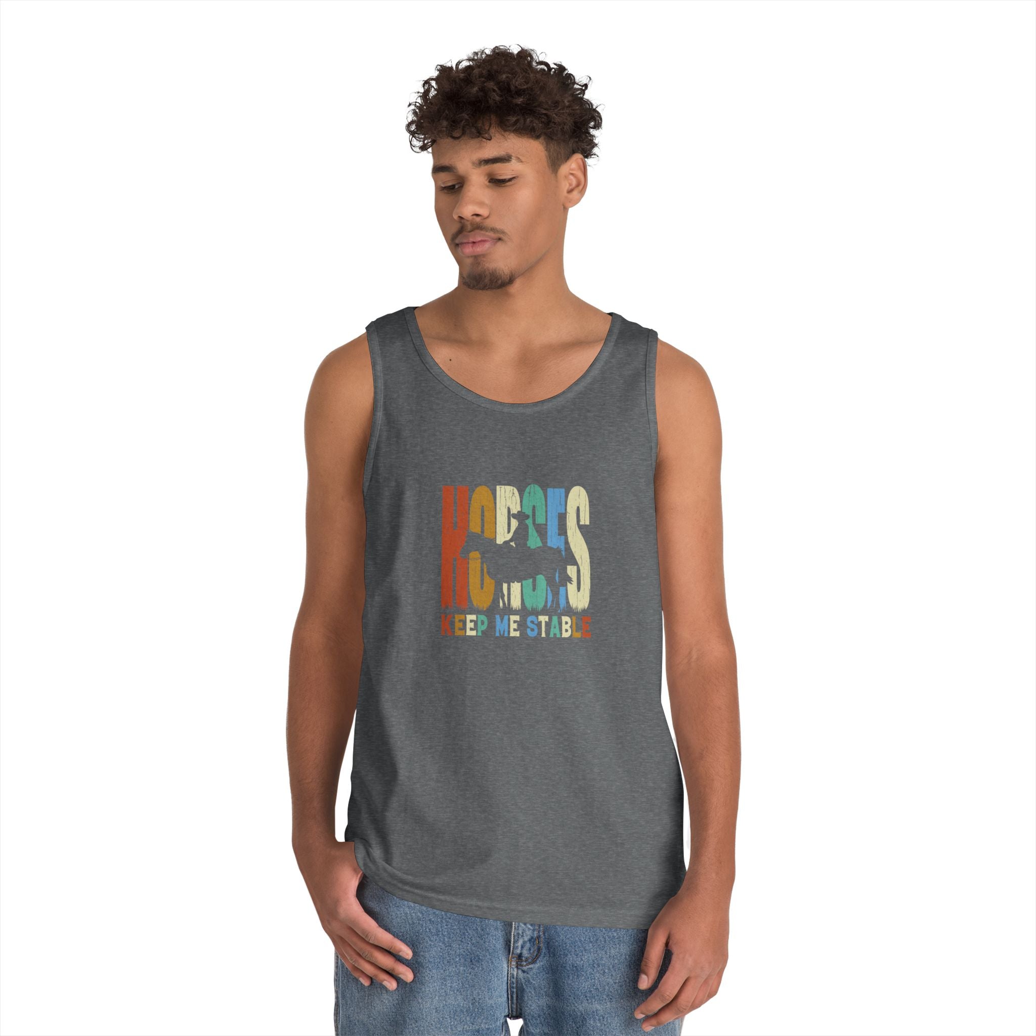 Tank Top — 'Horses Keep Me Stable' Retro Equestrian Tank