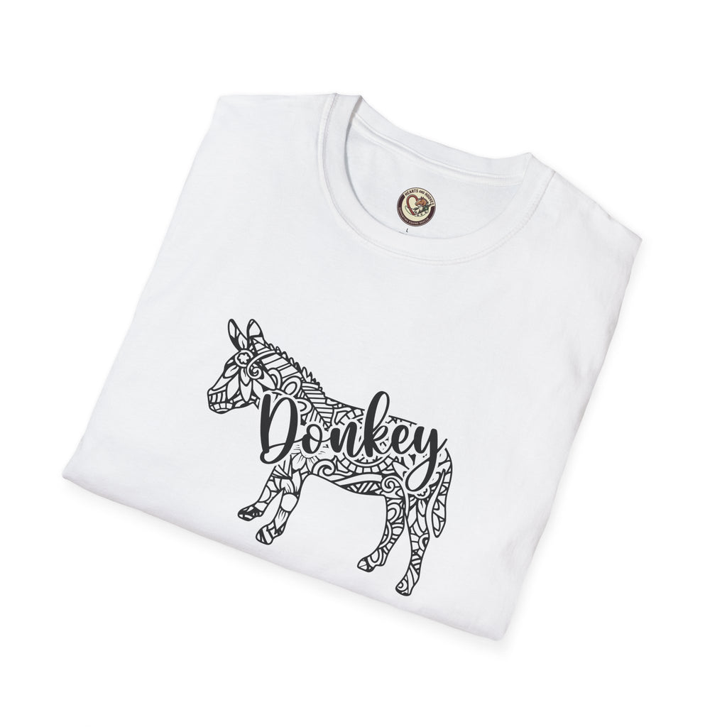 Donkey Zentangle T-Shirt — Hand-Drawn Donkey Illustration Tee