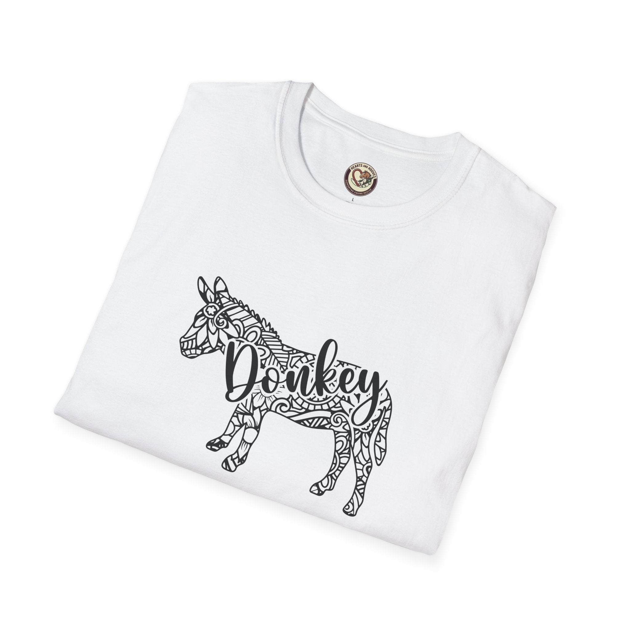 Donkey Zentangle T-Shirt — Hand-Drawn Donkey Illustration Tee