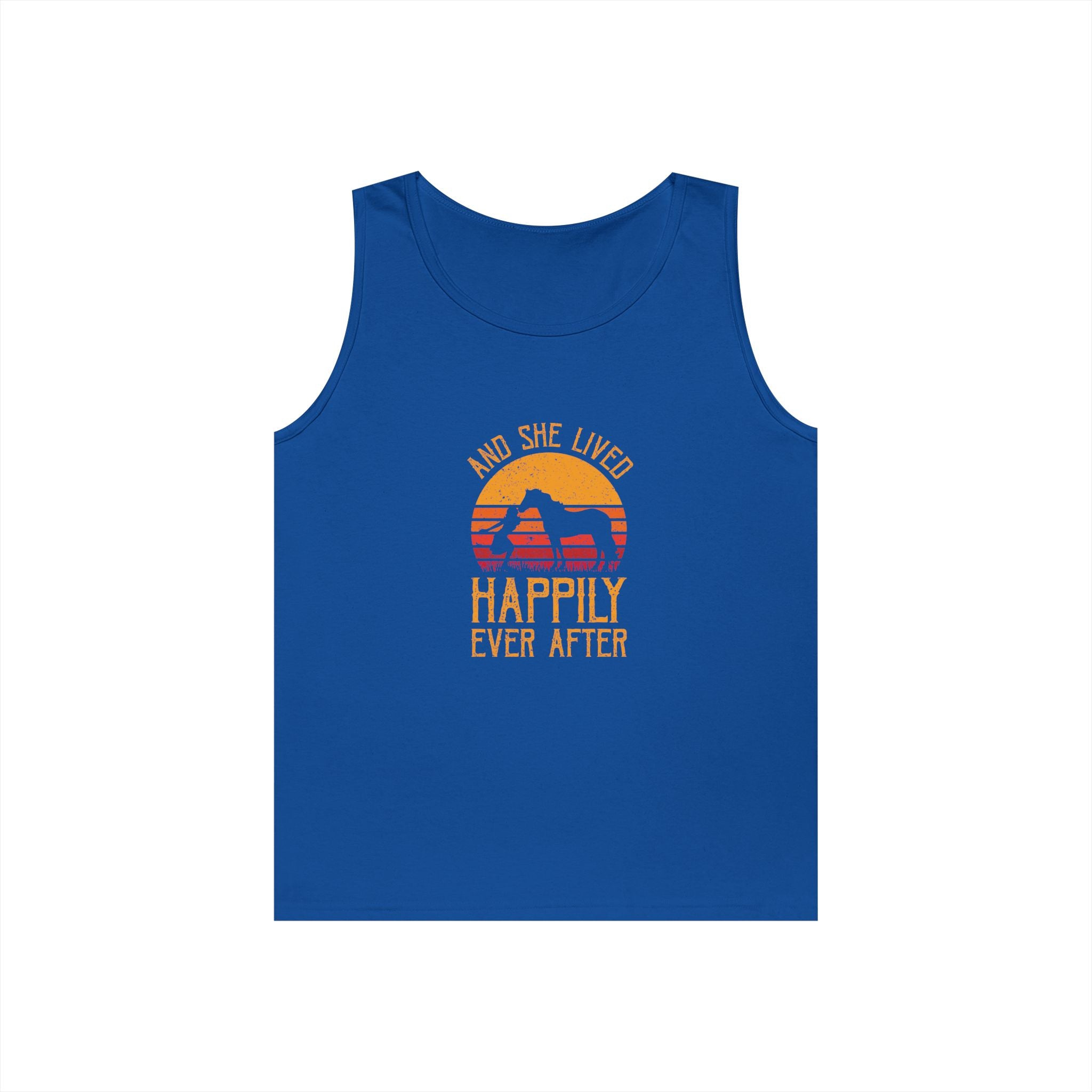 Tank Top — "And She Lived Happily Ever After" Sunset Horse Tank for Women