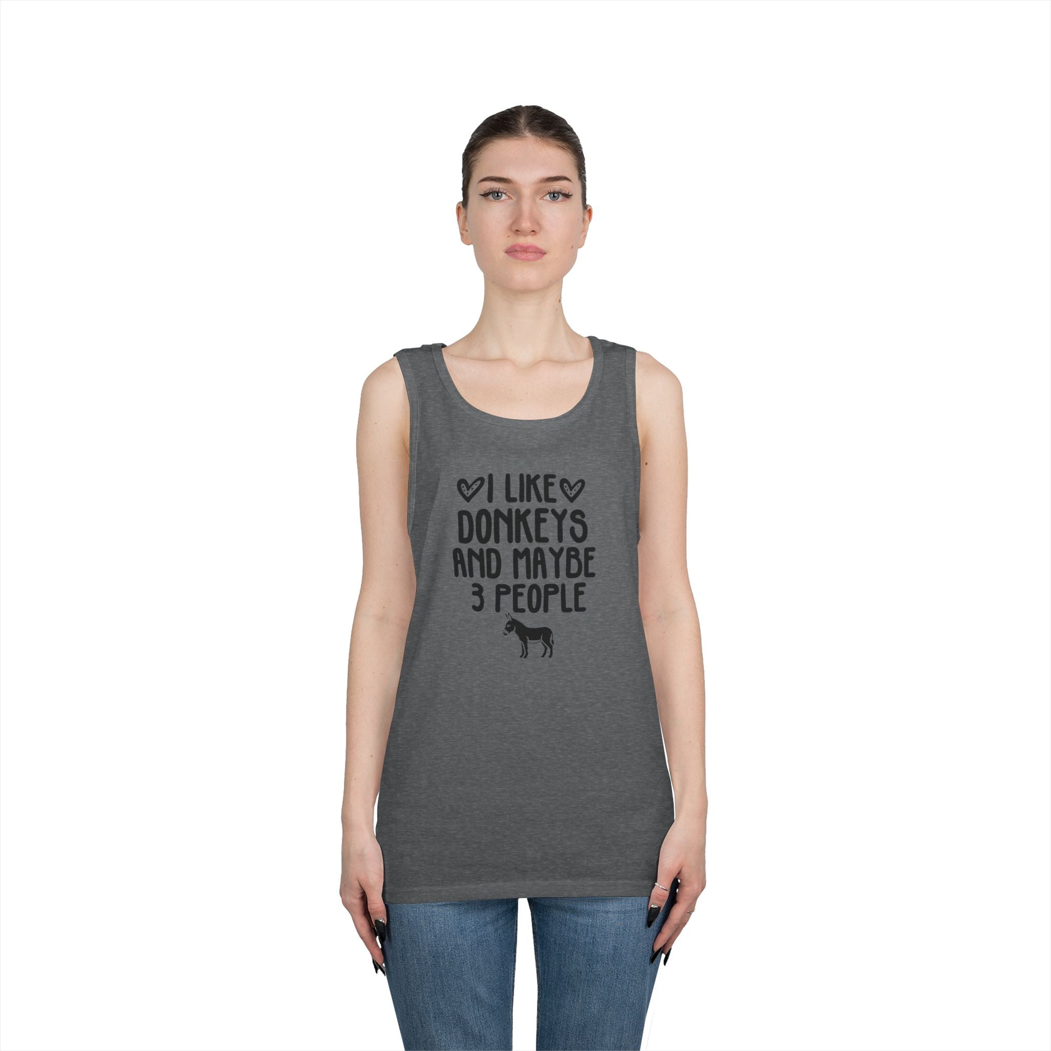 Donkey Lover Tank Top — "I Like Donkeys and Maybe 3 People" Cotton Tank