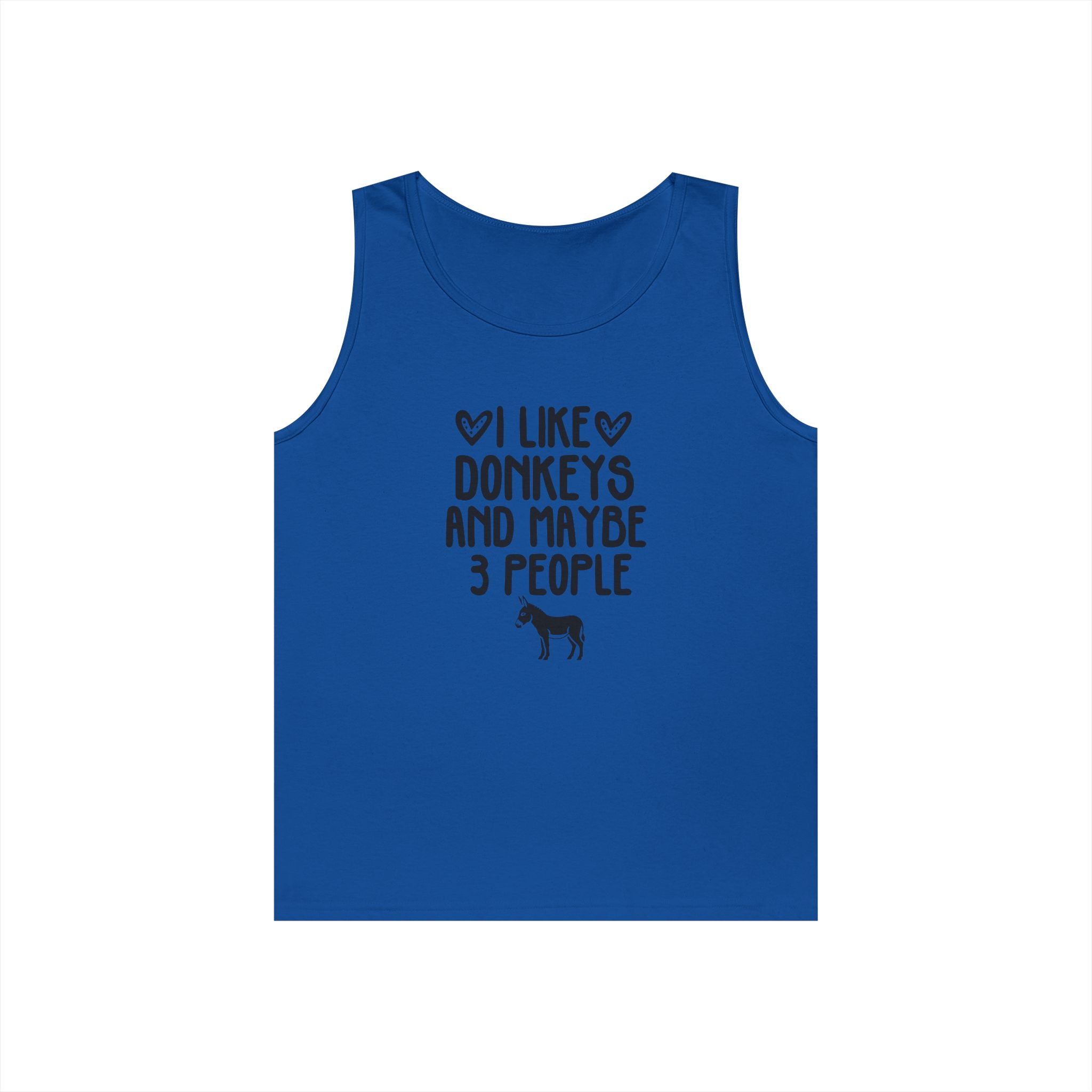 Donkey Lover Tank Top — "I Like Donkeys and Maybe 3 People" Cotton Tank
