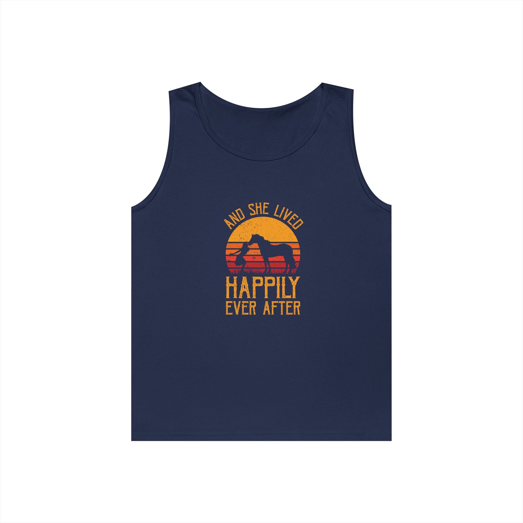 Tank Top — "And She Lived Happily Ever After" Sunset Horse Tank for Women
