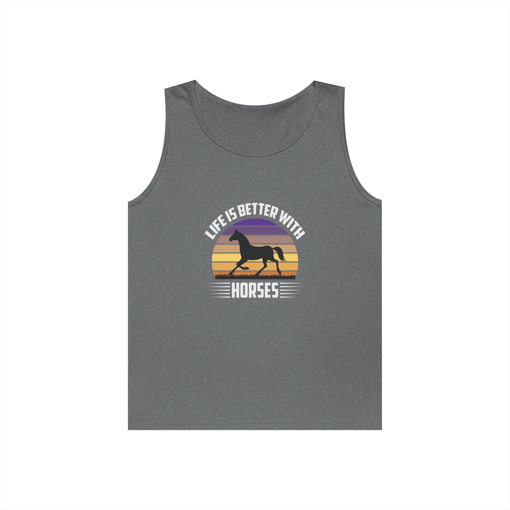 Horse Tank Top — "Life Is Better With Horses" Retro Sunset Riding Shirt