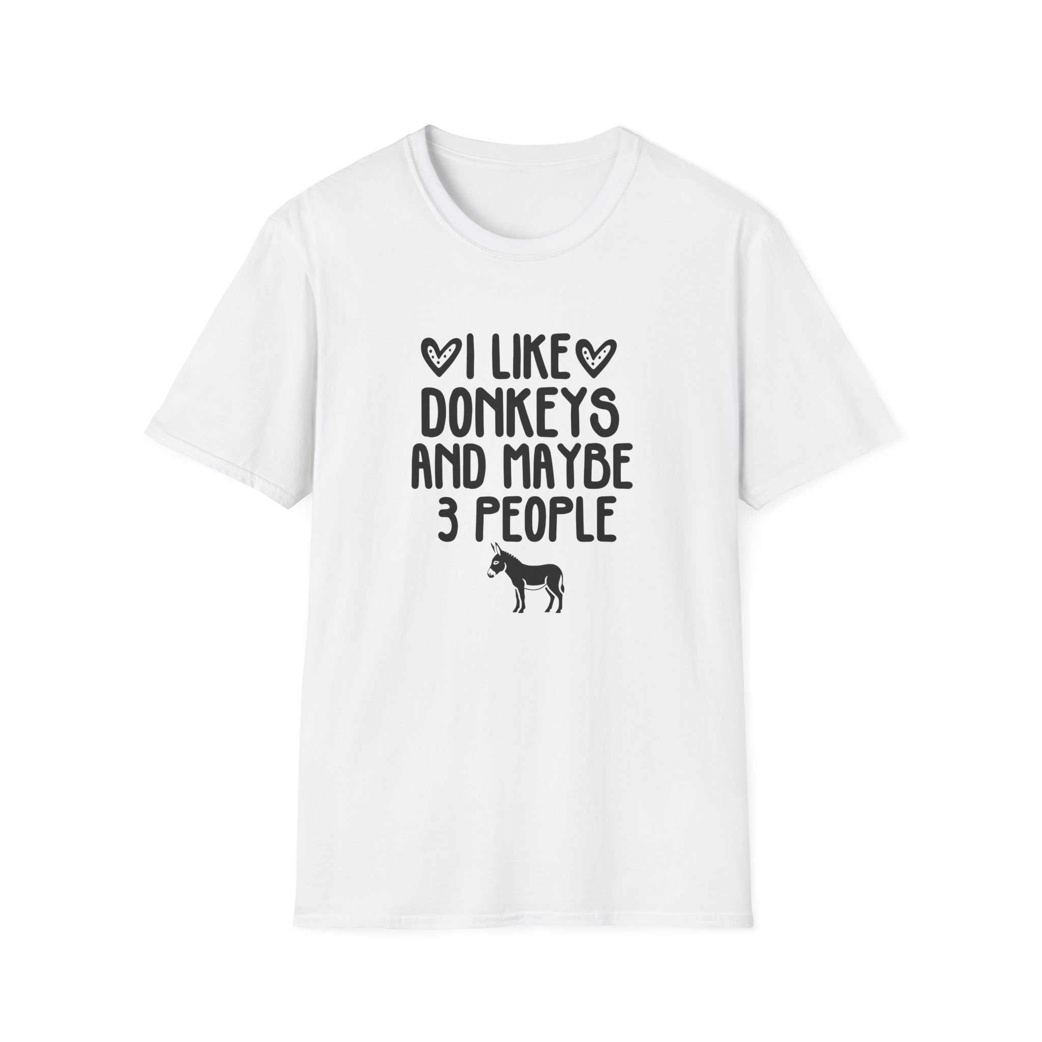 I Like Donkeys And Maybe 3 People T-Shirt — Funny Donkey Lover Tee