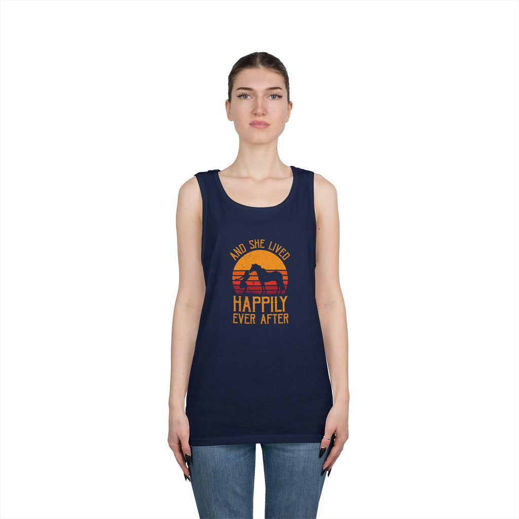 Tank Top — "And She Lived Happily Ever After" Sunset Horse Tank for Women