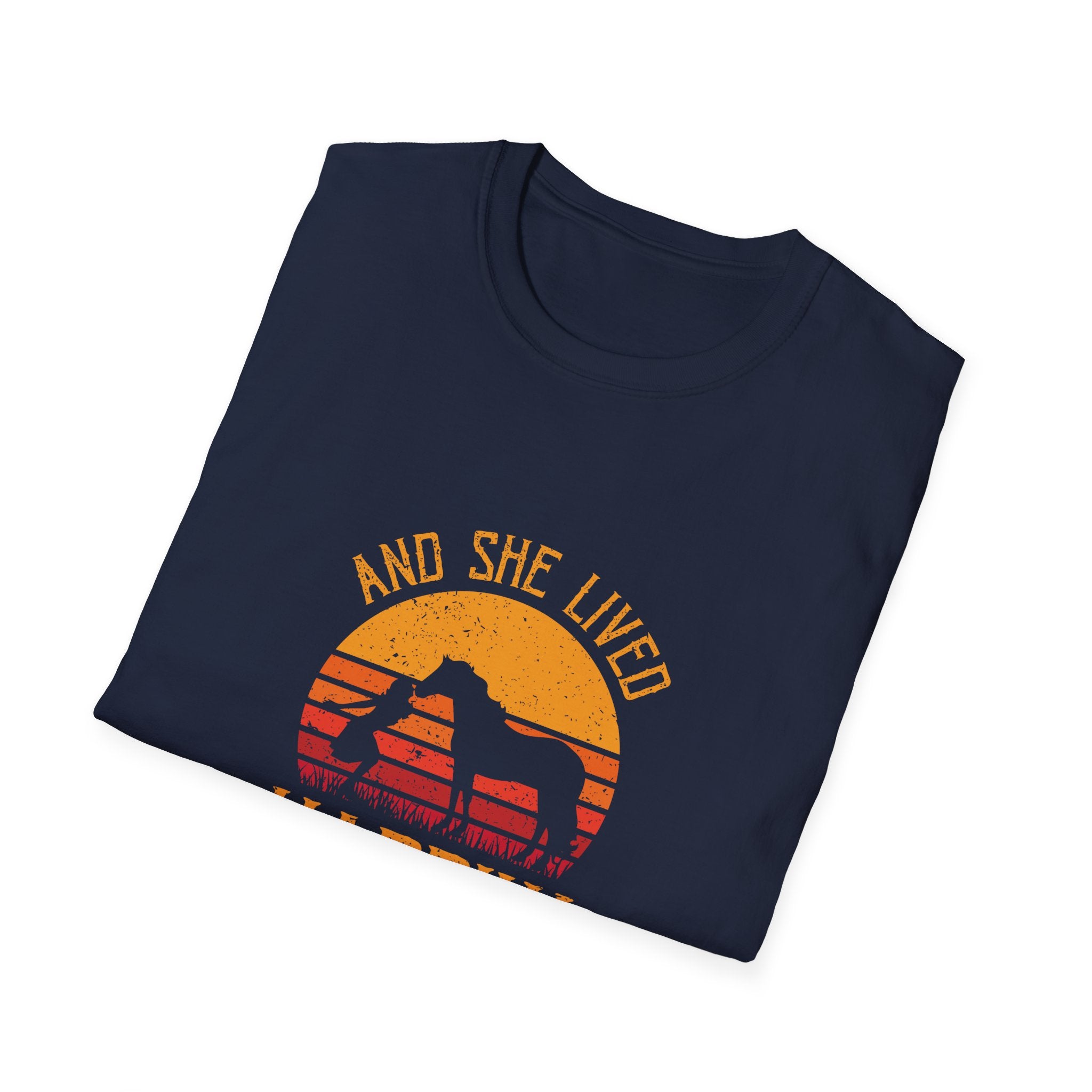 Happily Ever After Camping T-Shirt — 'And She Lived Happily Ever After' Retro Sunset Tee