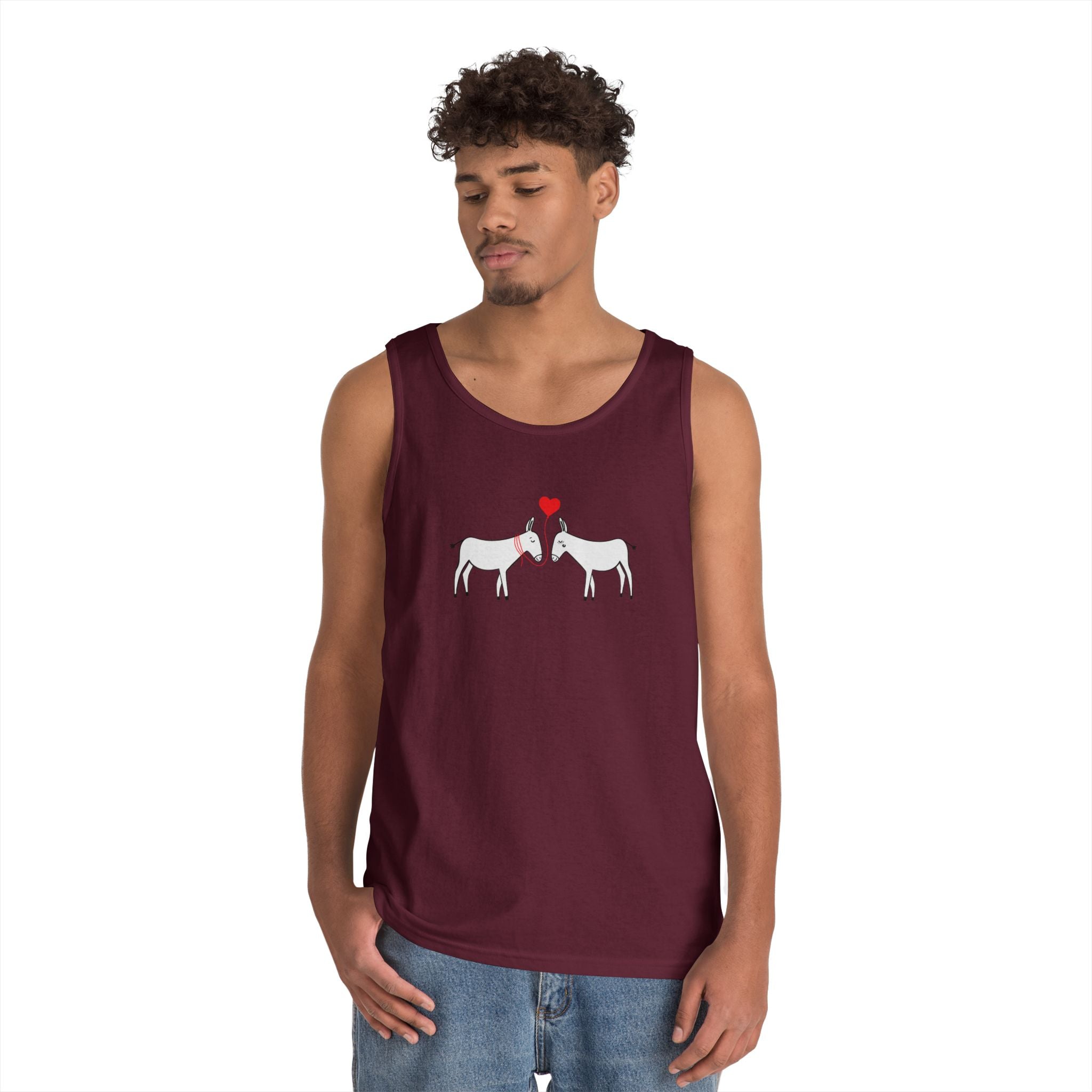Horse Love Tank Top — Minimalist Kissing Horses with Heart